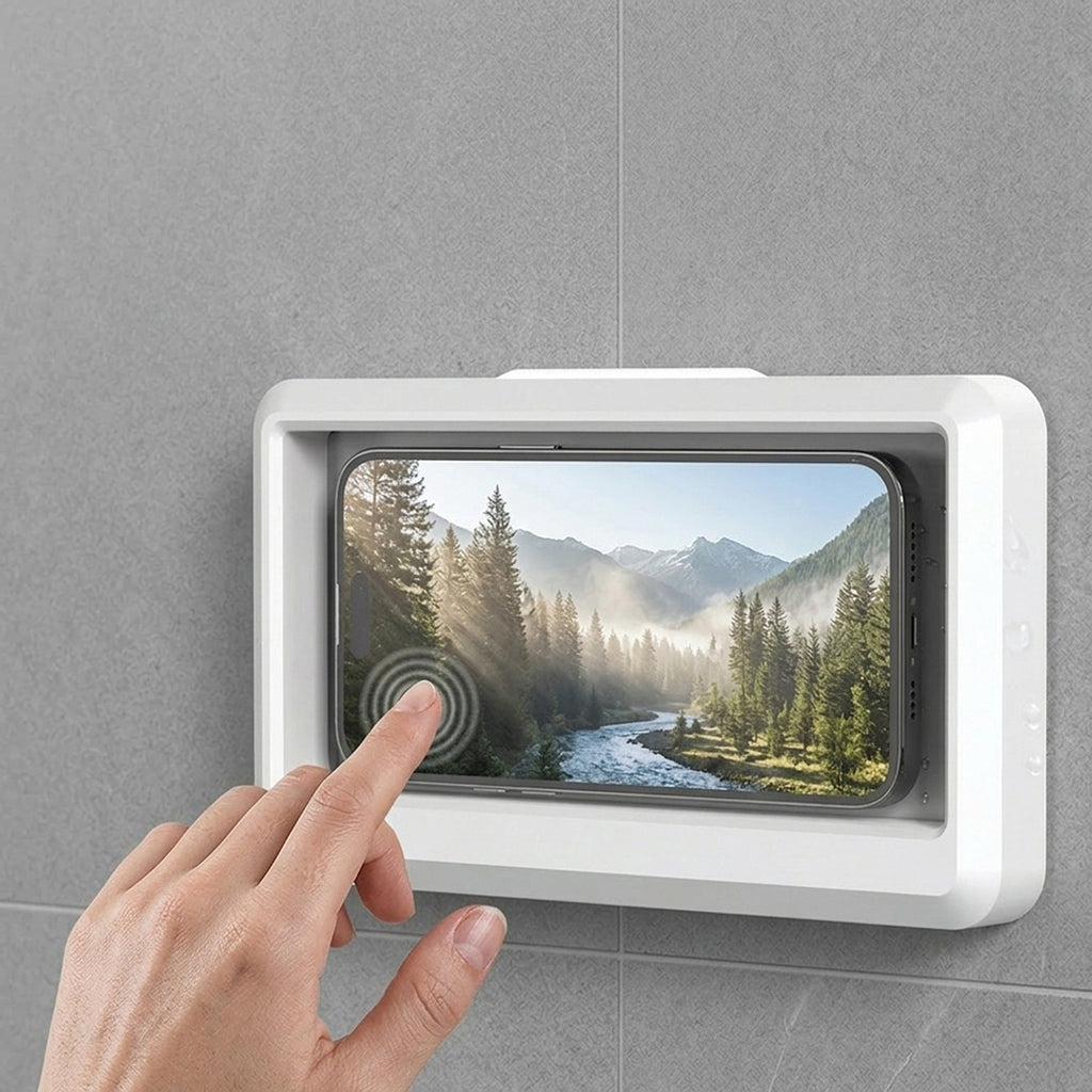 Anna-Kaci Waterproof Phone Holder Case for Shower Wall Mount Touch Screen Compatible Bathroom Phone Holder