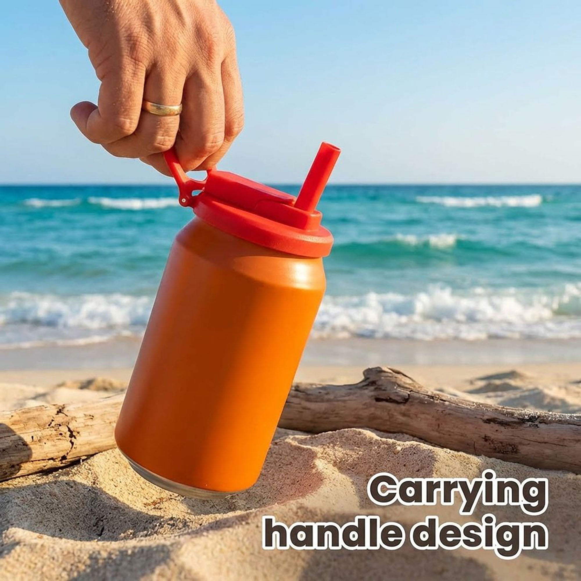 Anna-Kaci 4-PC Replacement Straw Lid with Flip Top and Carry Handle Compatible with Tumblers and Water Bottles