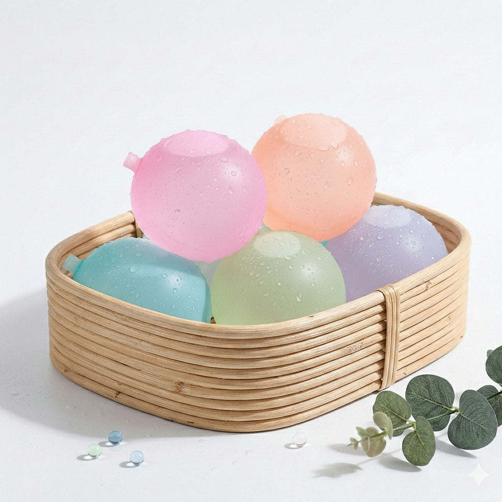 Anna-Kaci Reusable Water Balloon Balls Soft Silicone Splash Toys Easy Fill Self Sealing Design
