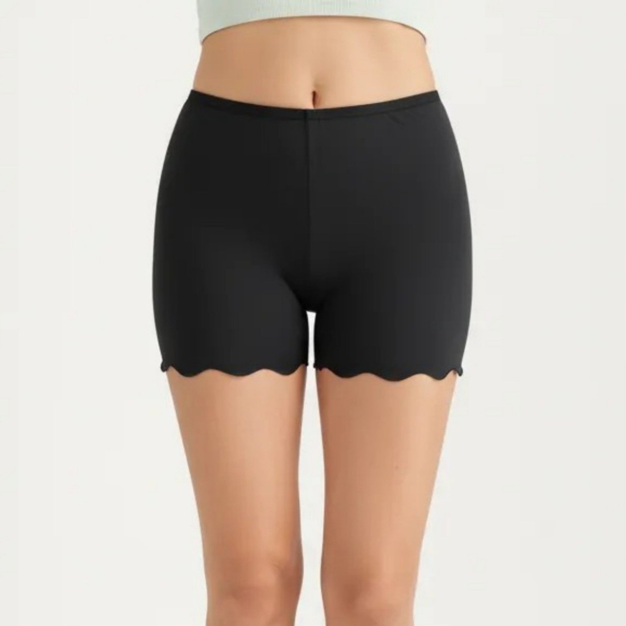 Anna-Kaci Women's Seamless Shaping Shorts with Scalloped Hem, High Stretch Fit and Smooth Lightweight Design