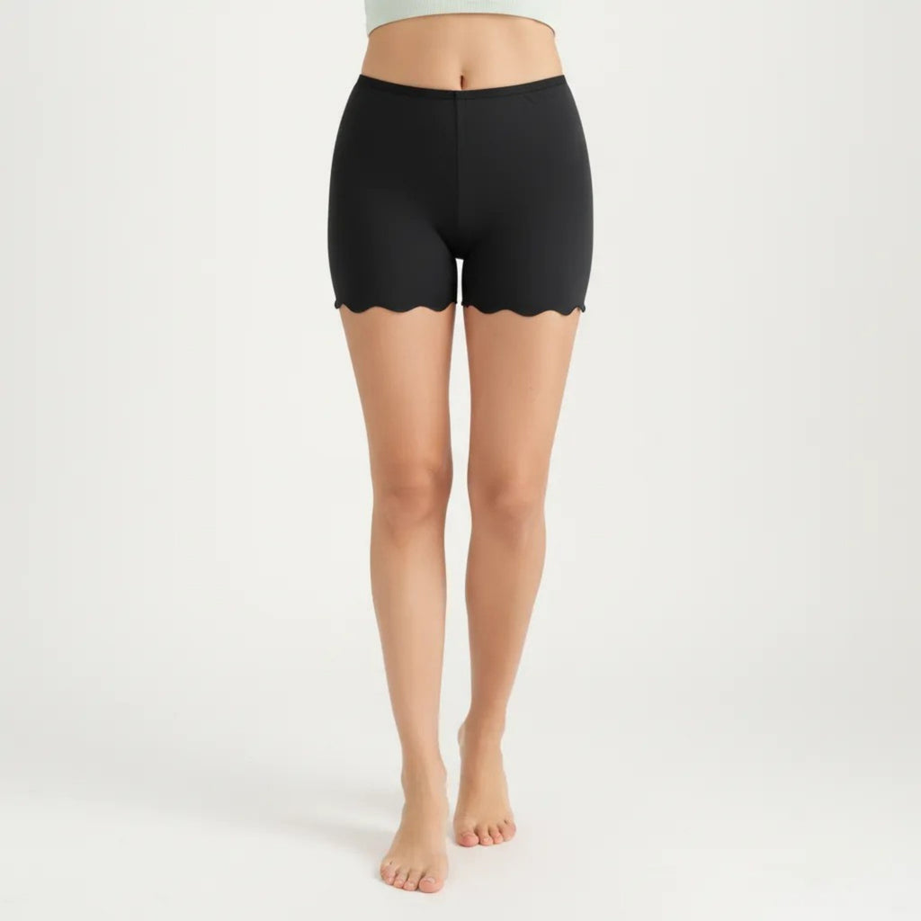 Anna-Kaci Women's Seamless Shaping Shorts with Scalloped Hem, High Stretch Fit and Smooth Lightweight Design
