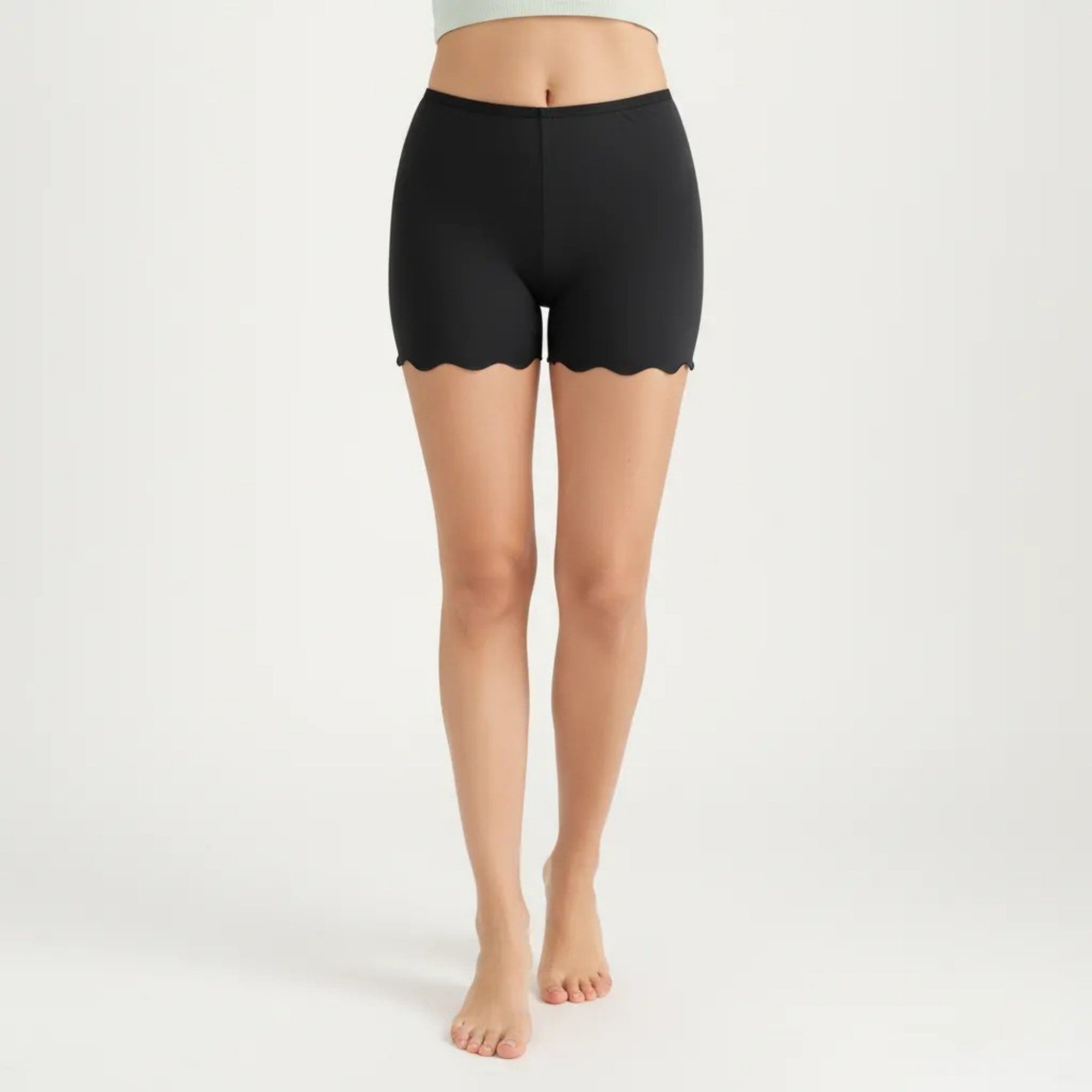 Anna-Kaci Women's Seamless Shaping Shorts with Scalloped Hem, High Stretch Fit and Smooth Lightweight Design