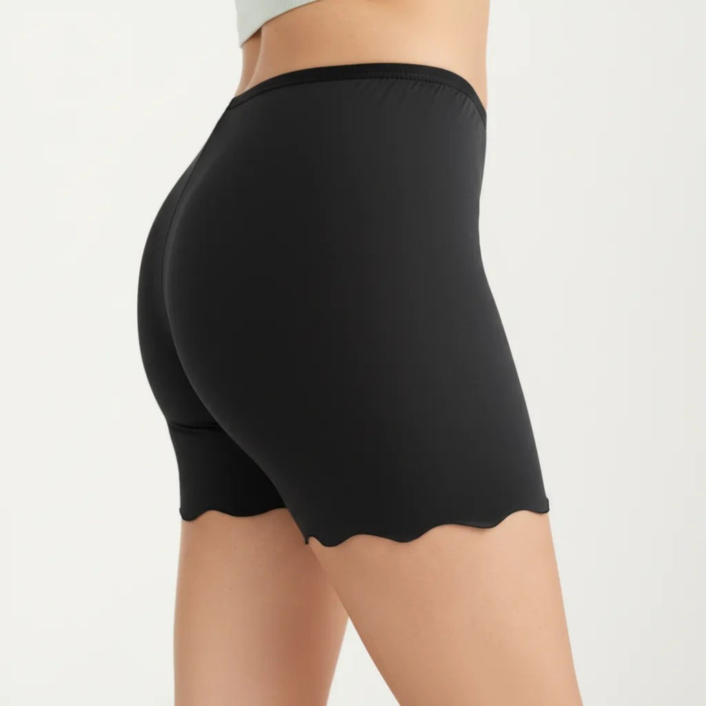 Anna-Kaci Women's Seamless Shaping Shorts with Scalloped Hem, High Stretch Fit and Smooth Lightweight Design