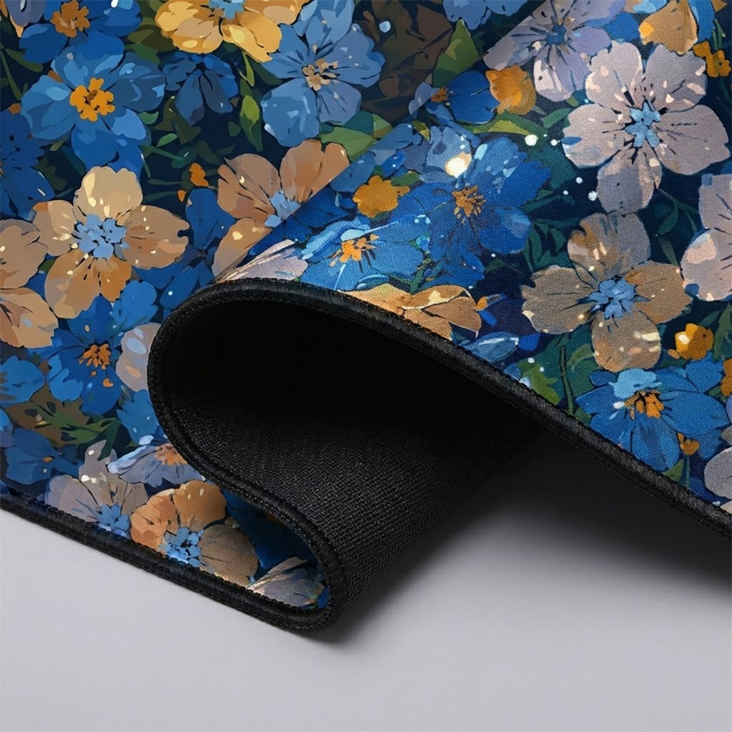 Anna-Kaci Gaming Mouse Pad Desk Mat with Floral Print Stitched Edges for Keyboard and Laptop