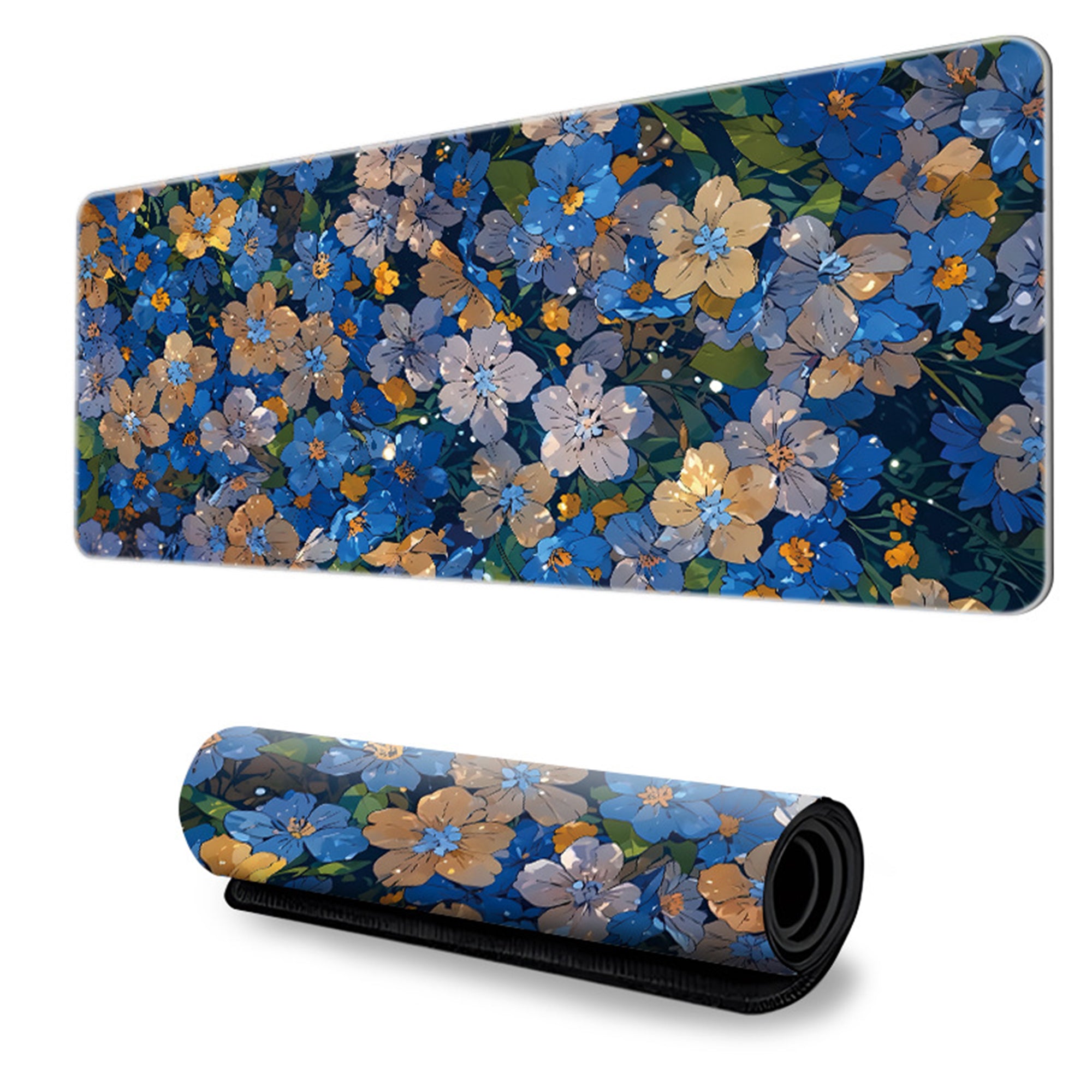 Anna-Kaci Gaming Mouse Pad Desk Mat with Floral Print Stitched Edges for Keyboard and Laptop