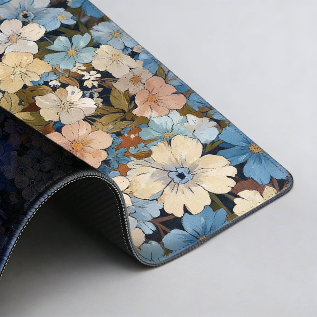 Anna-Kaci Gaming Mouse Pad Desk Mat with Floral Print Stitched Edges for Keyboard and Laptop