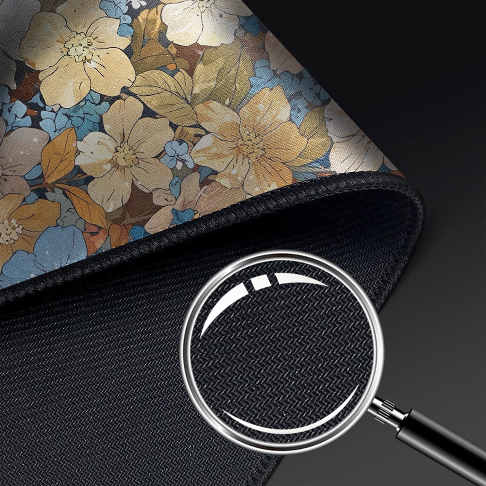 Anna-Kaci Gaming Mouse Pad Desk Mat with Floral Print Stitched Edges for Keyboard and Laptop