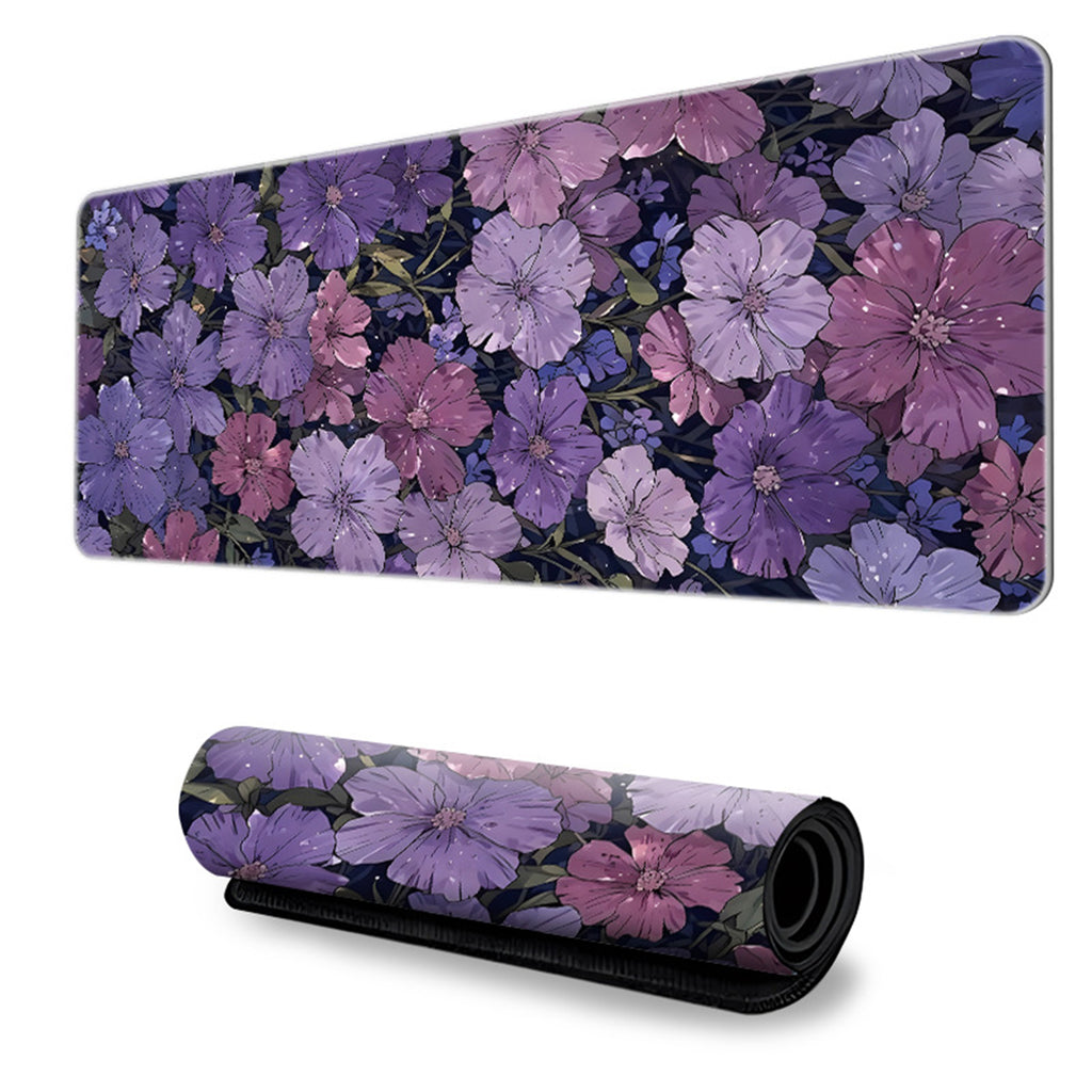 Anna-Kaci Gaming Mouse Pad Desk Mat with Floral Print Stitched Edges for Keyboard and Laptop