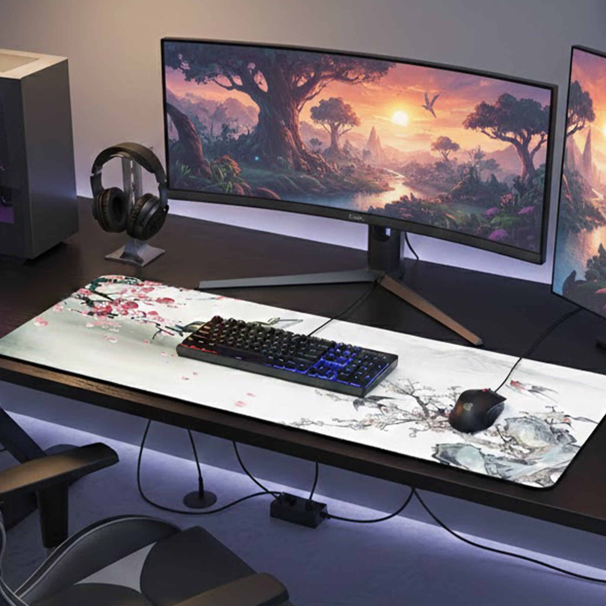 Anna-Kaci Extended Gaming Mouse Pad Large Desk Mat with Ink Art Print for Keyboard and Laptop