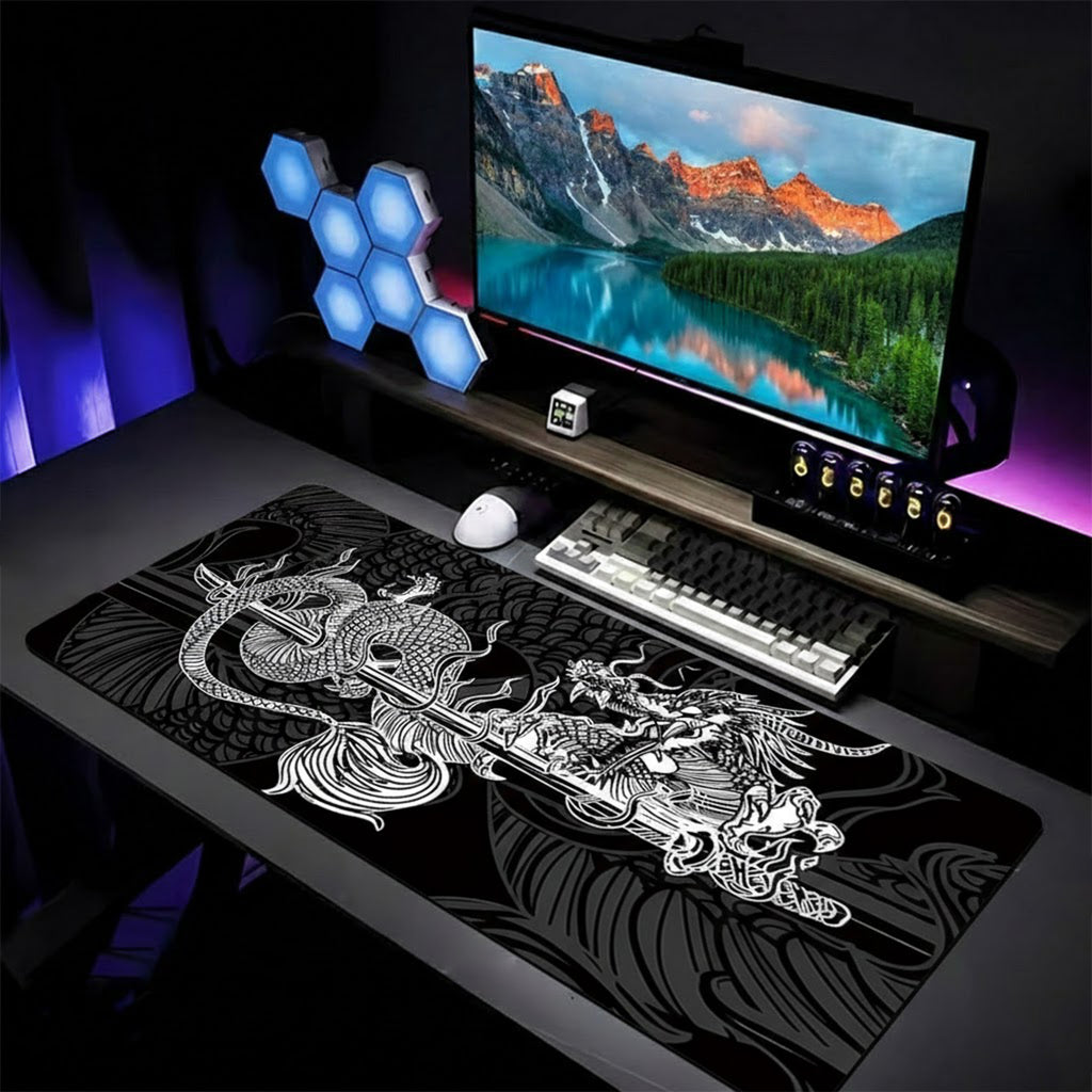 Anna-Kaci Extended Gaming Mouse Pad Large Desk Mat with Ink Art Print for Keyboard and Laptop