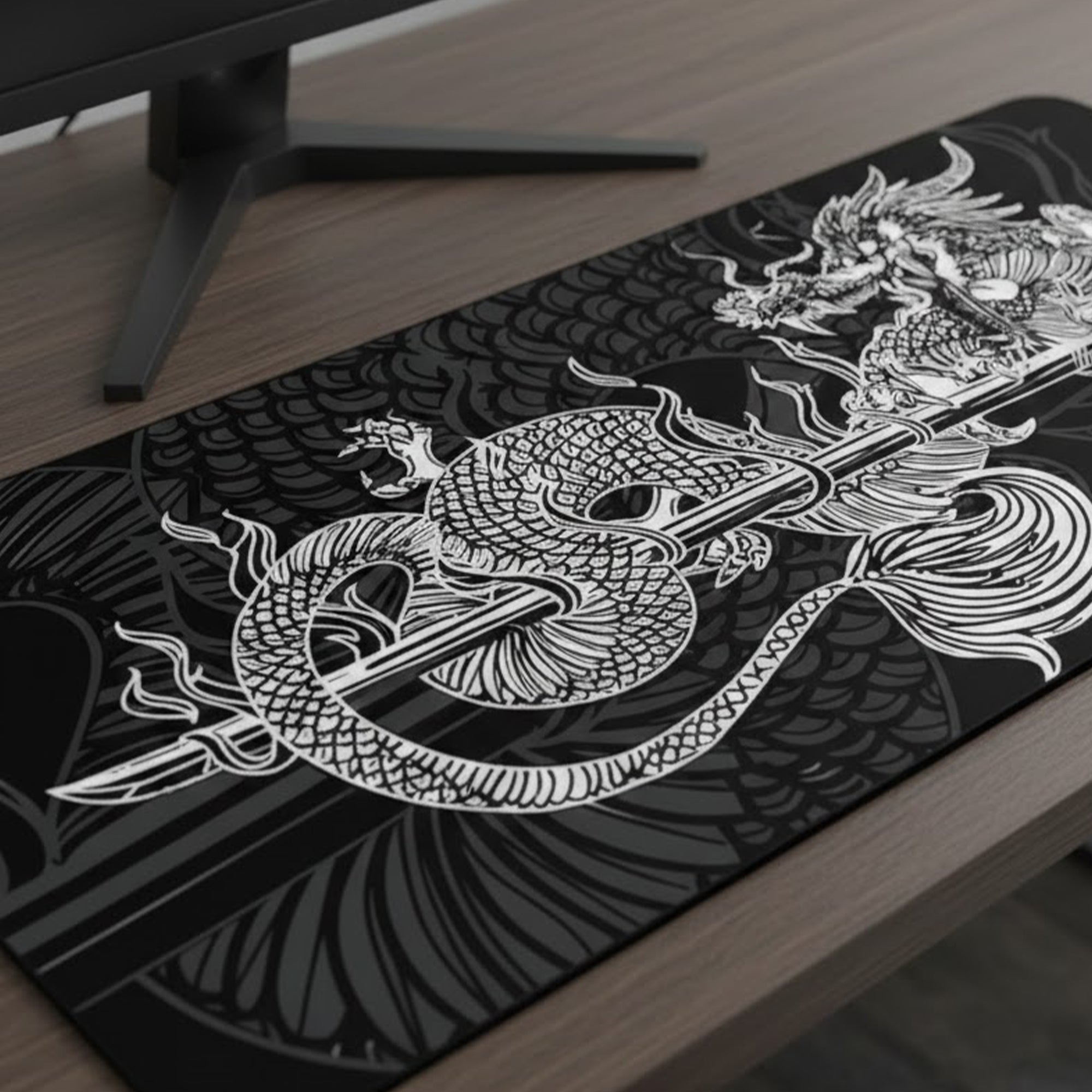 Anna-Kaci Extended Gaming Mouse Pad Large Desk Mat with Ink Art Print for Keyboard and Laptop