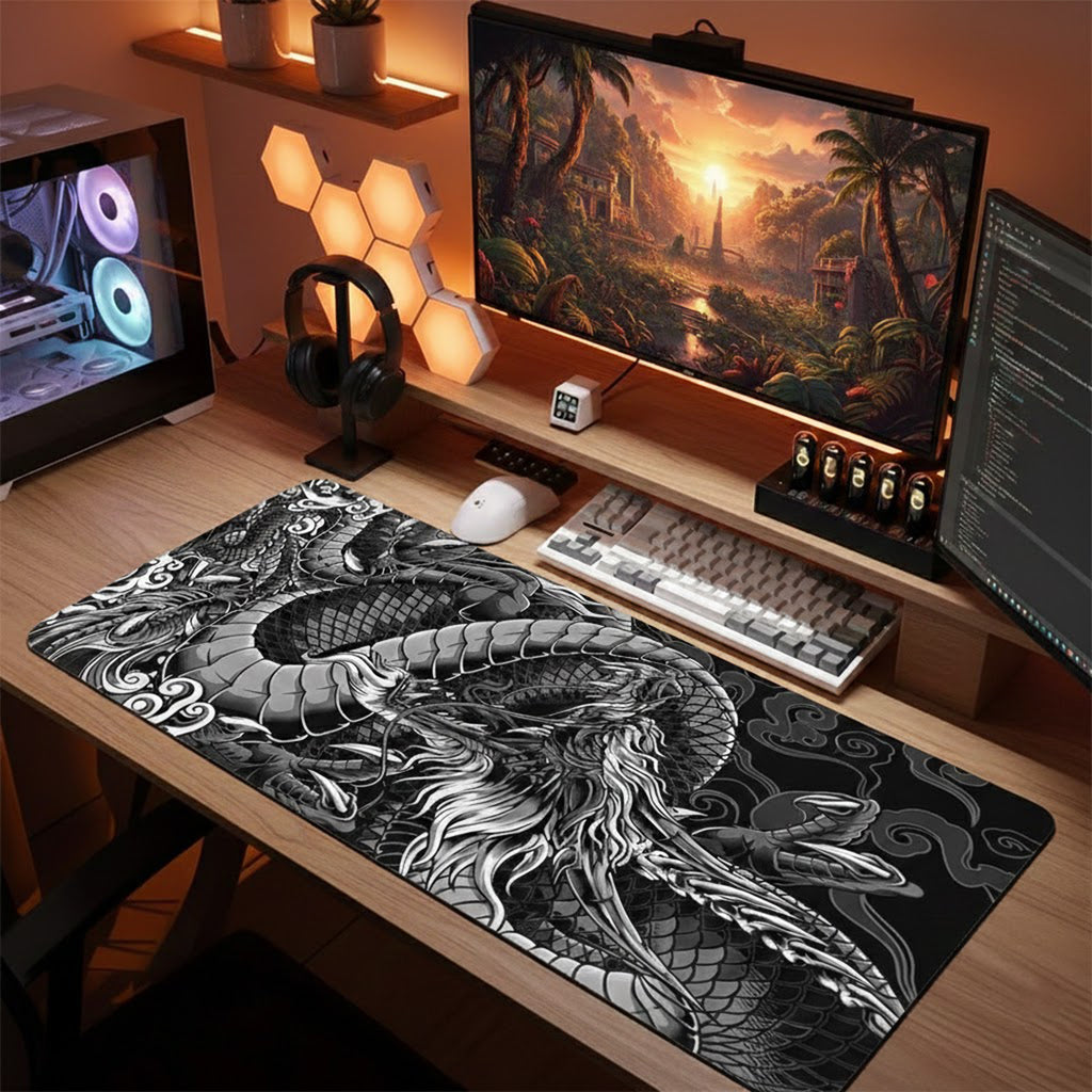 Anna-Kaci Extended Gaming Mouse Pad Large Desk Mat with Ink Art Print for Keyboard and Laptop
