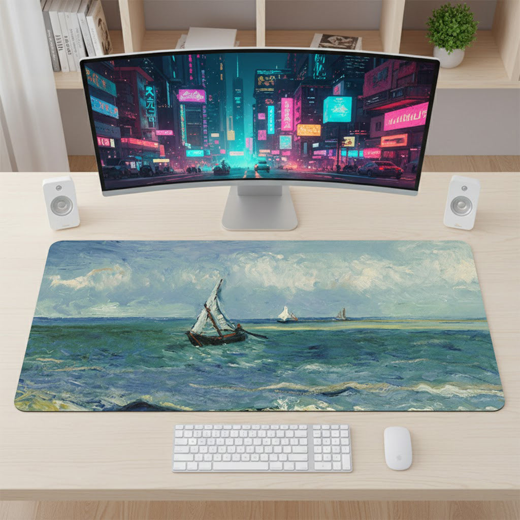 Anna-Kaci Gaming Mouse Pad Large Desk Mat with Impressionist Art Print for Keyboard Laptop and Office