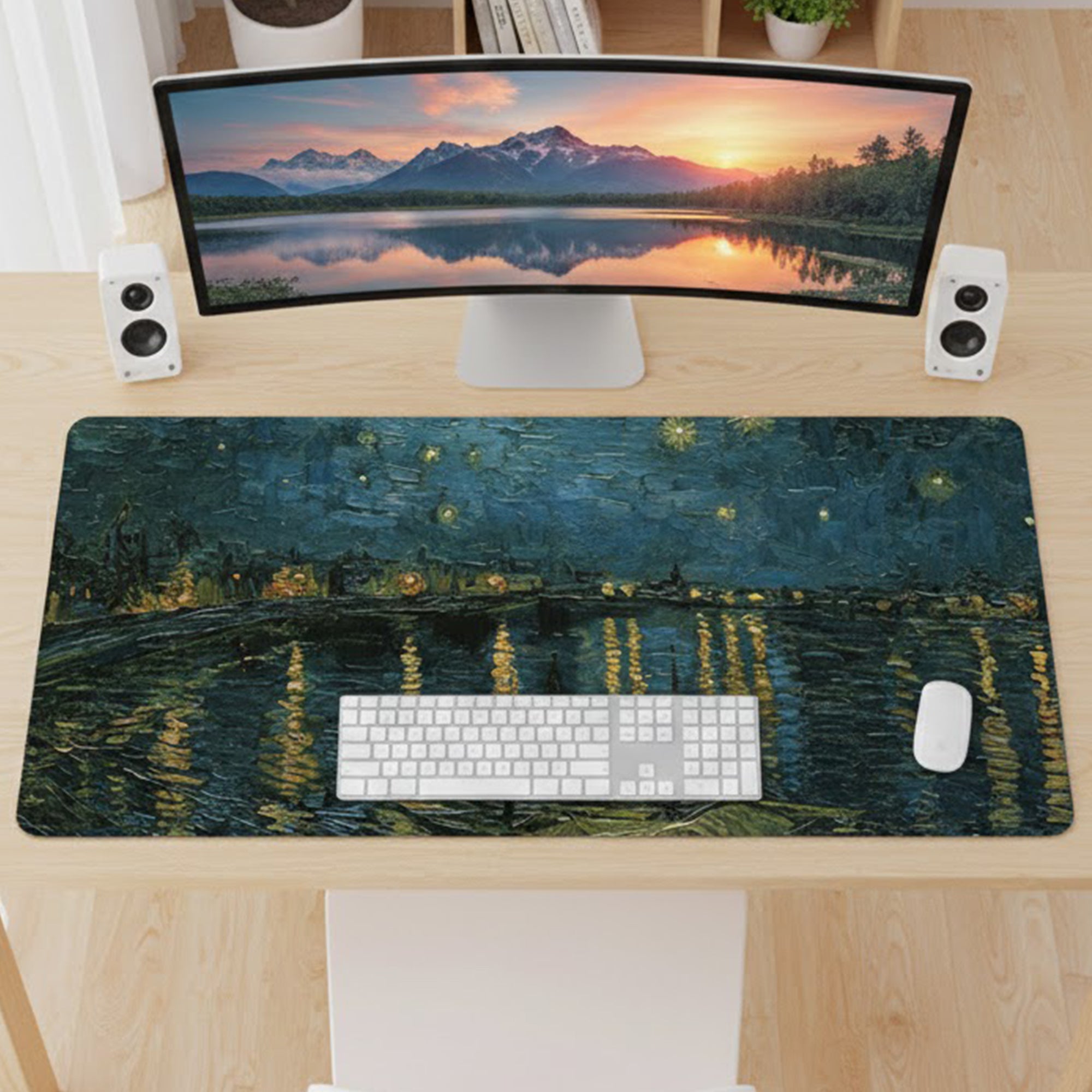 Anna-Kaci Gaming Mouse Pad Large Desk Mat with Impressionist Art Print for Keyboard Laptop and Office