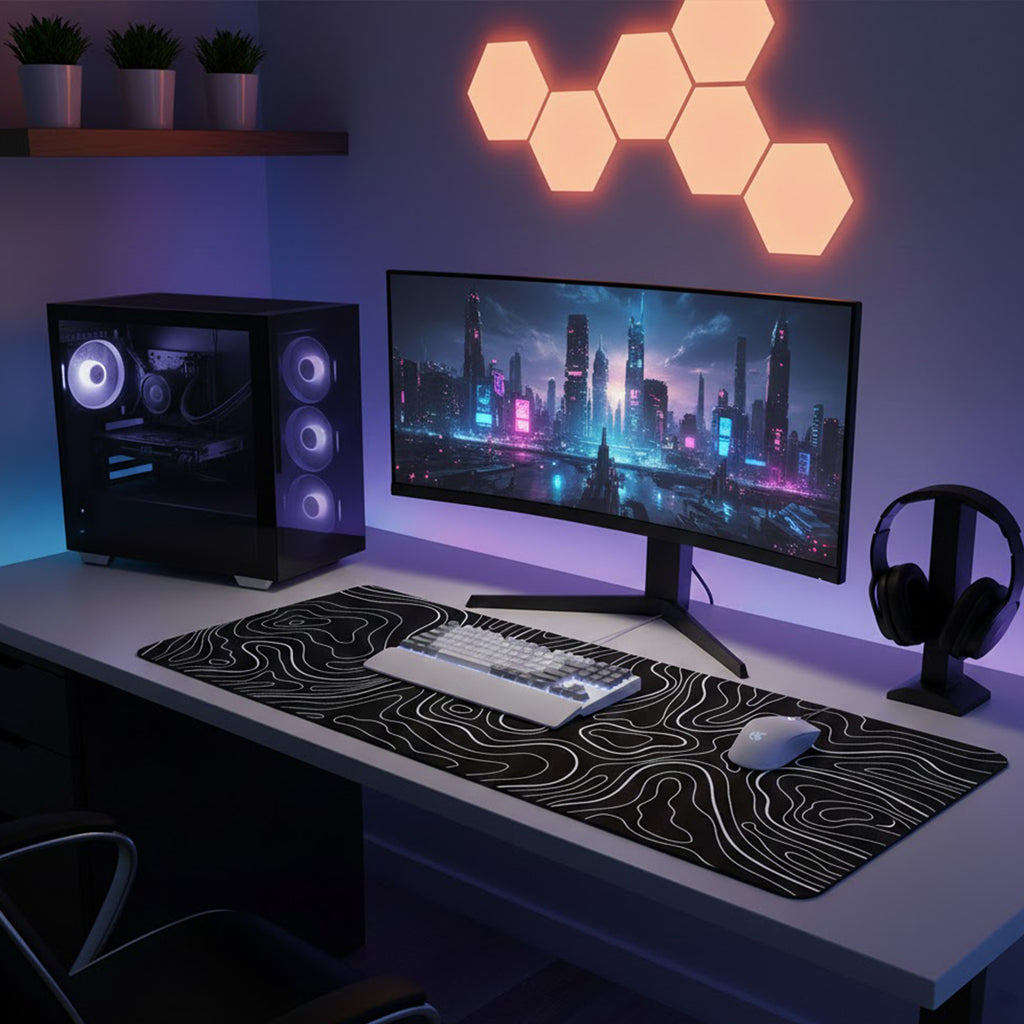Anna-Kaci Extended Gaming Mouse Pad Large Desk Mat with Modern Topographic Pattern for Office