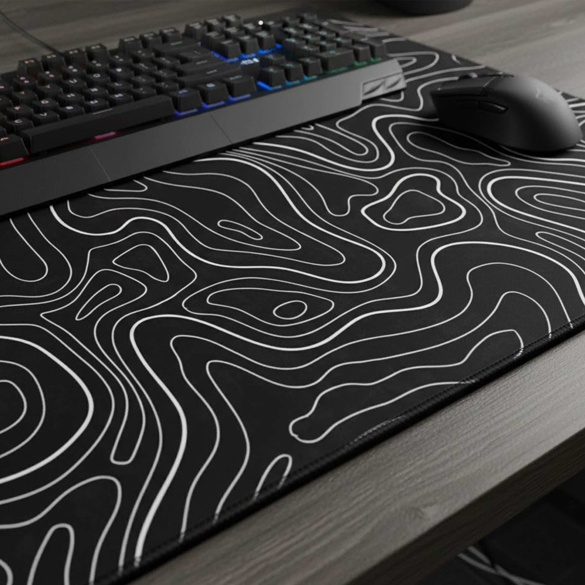 Anna-Kaci Extended Gaming Mouse Pad Large Desk Mat with Modern Topographic Pattern for Office