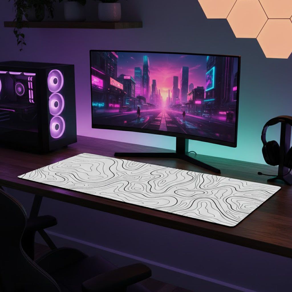 Anna-Kaci Extended Gaming Mouse Pad Large Desk Mat with Modern Topographic Pattern for Office