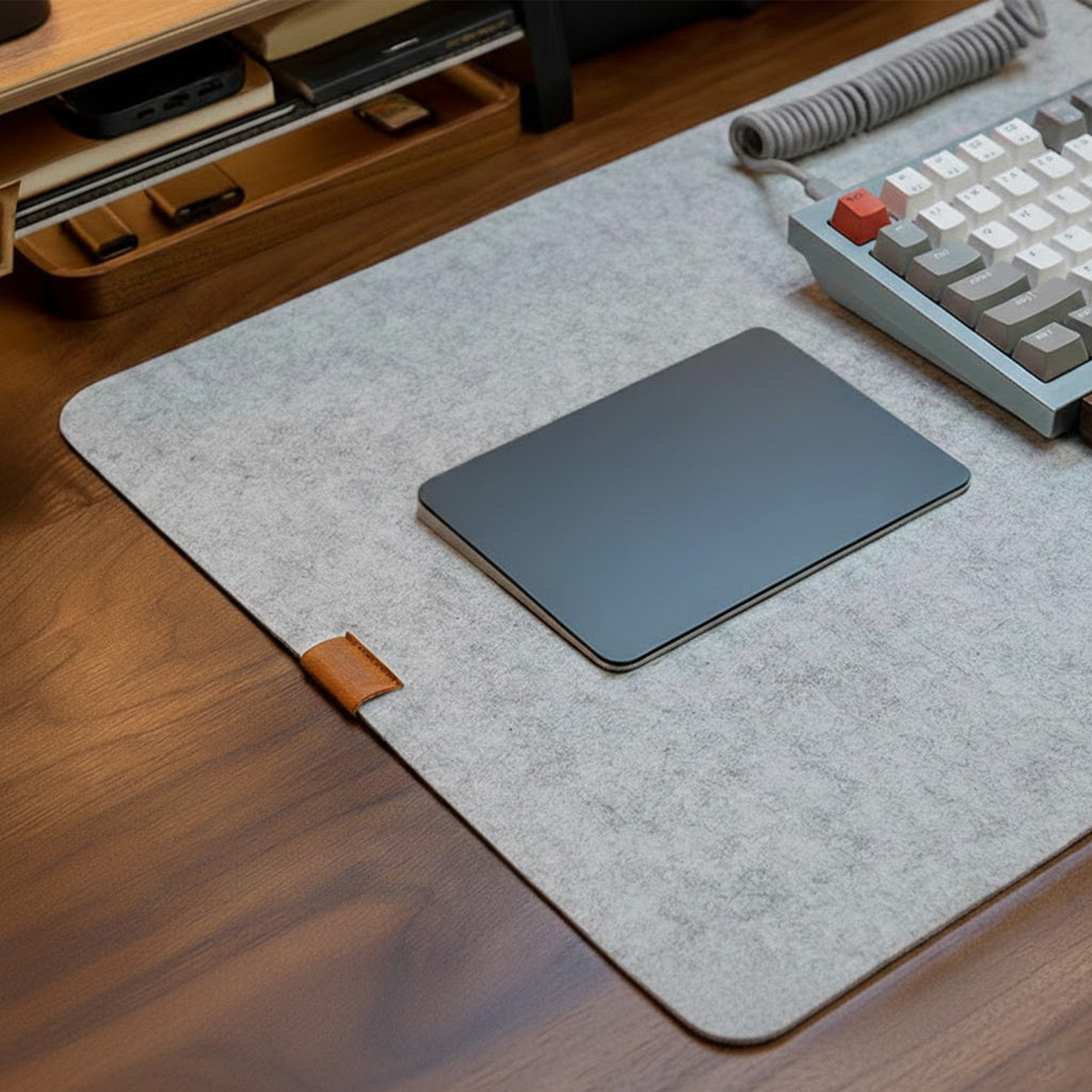 Anna-Kaci Large Felt Desk Mat Extended Mouse Pad with Dotted Backing Protective Surface