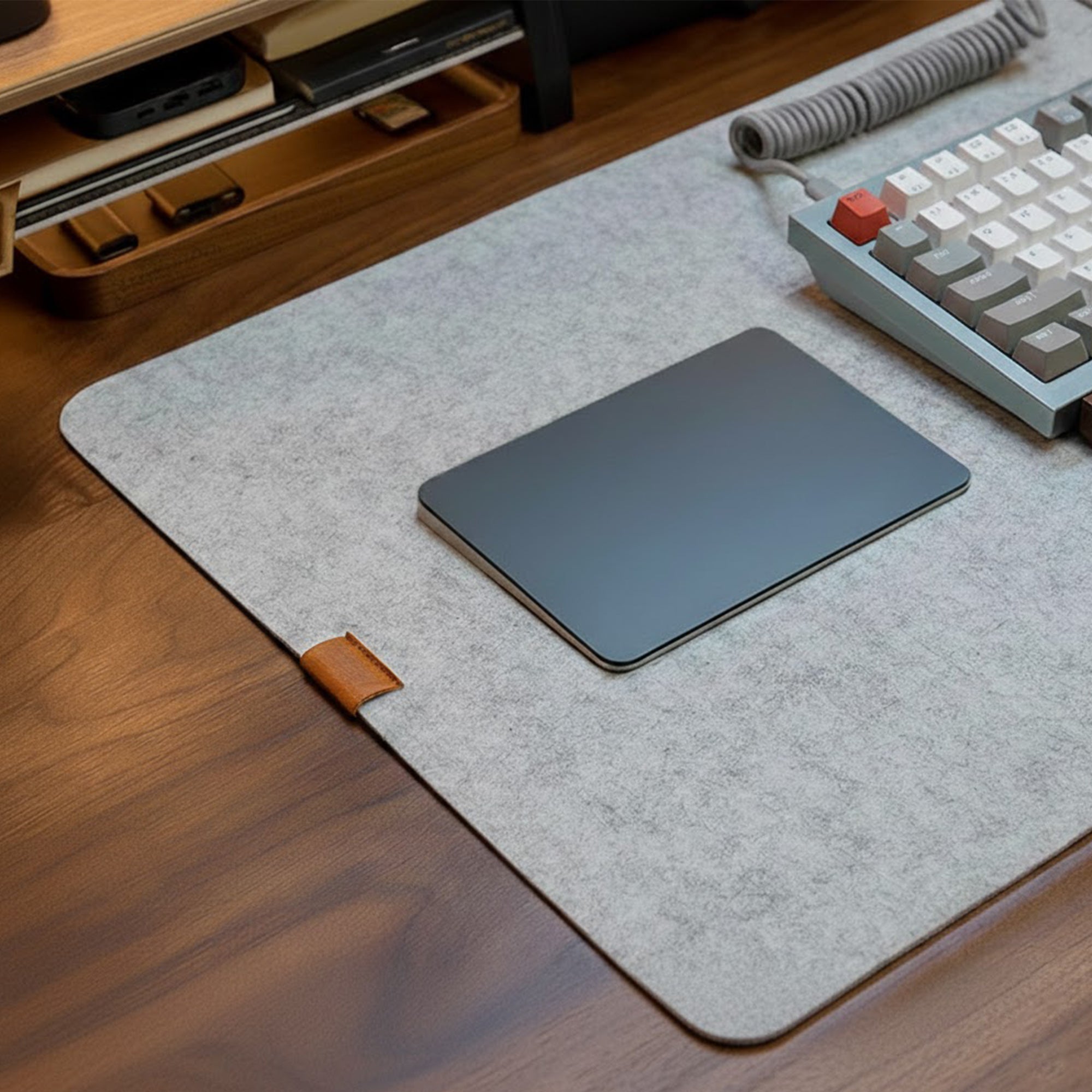 Anna-Kaci Large Felt Desk Mat Extended Mouse Pad with Dotted Backing Protective Surface