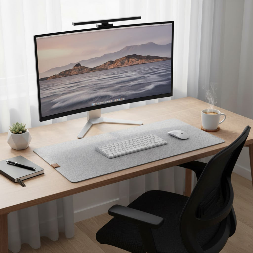 Anna-Kaci Large Felt Desk Mat Extended Mouse Pad with Dotted Backing Protective Surface