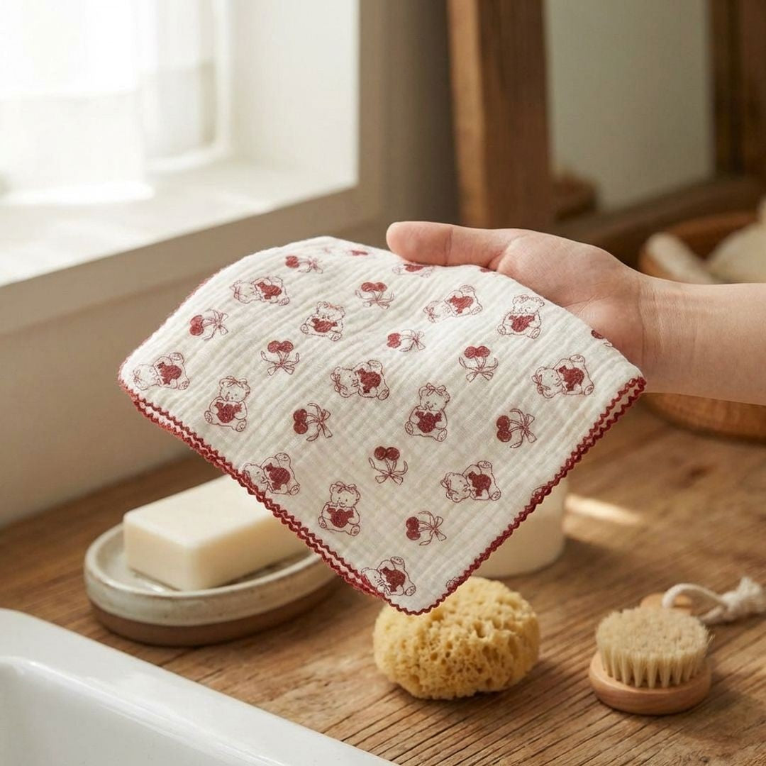 Anna-Kaci Baby Cotton Muslin Washcloth 10x10 Inch Soft Absorbent Toddler Face Towel with Loop