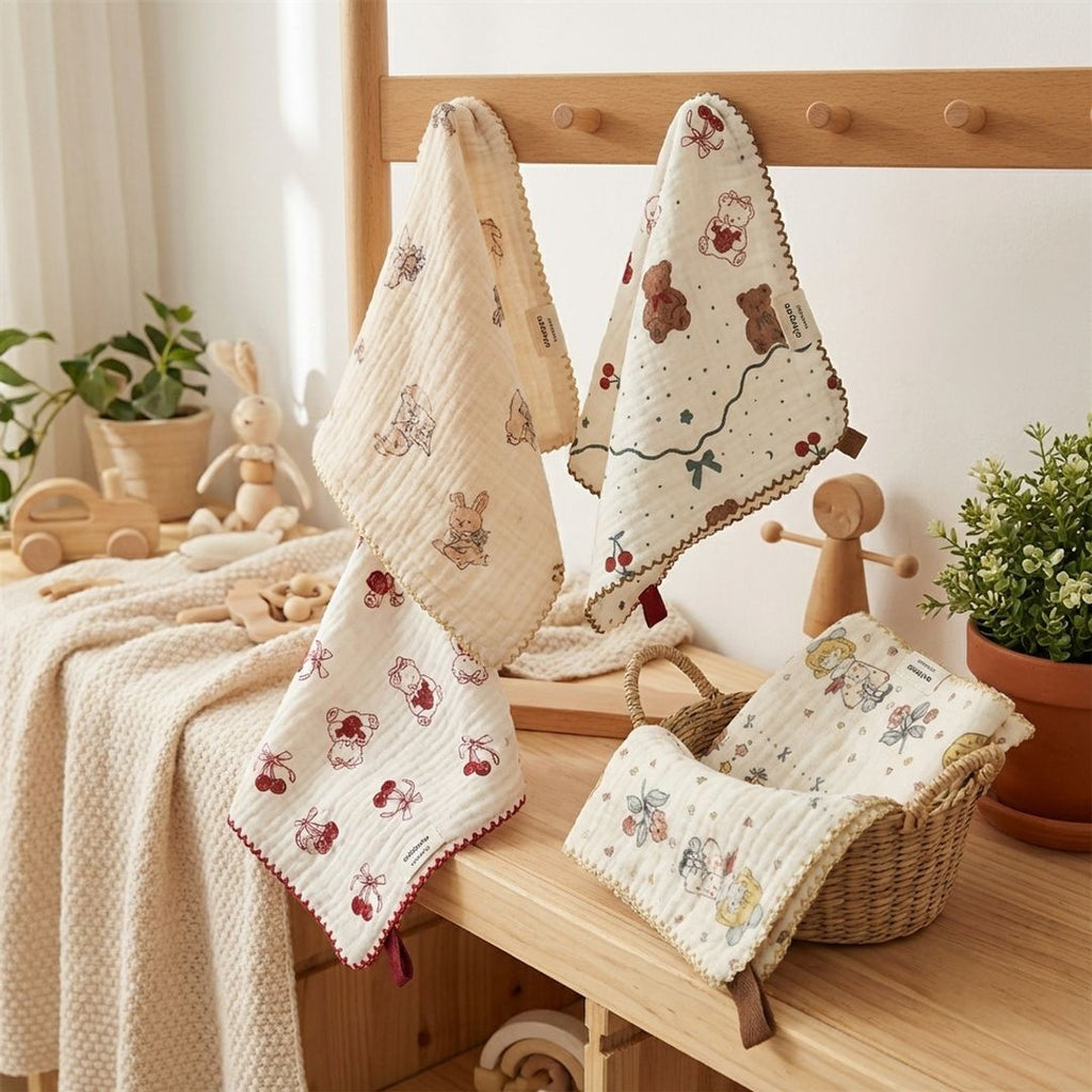 Anna-Kaci Baby Cotton Muslin Washcloth 10x10 Inch Soft Absorbent Toddler Face Towel with Loop