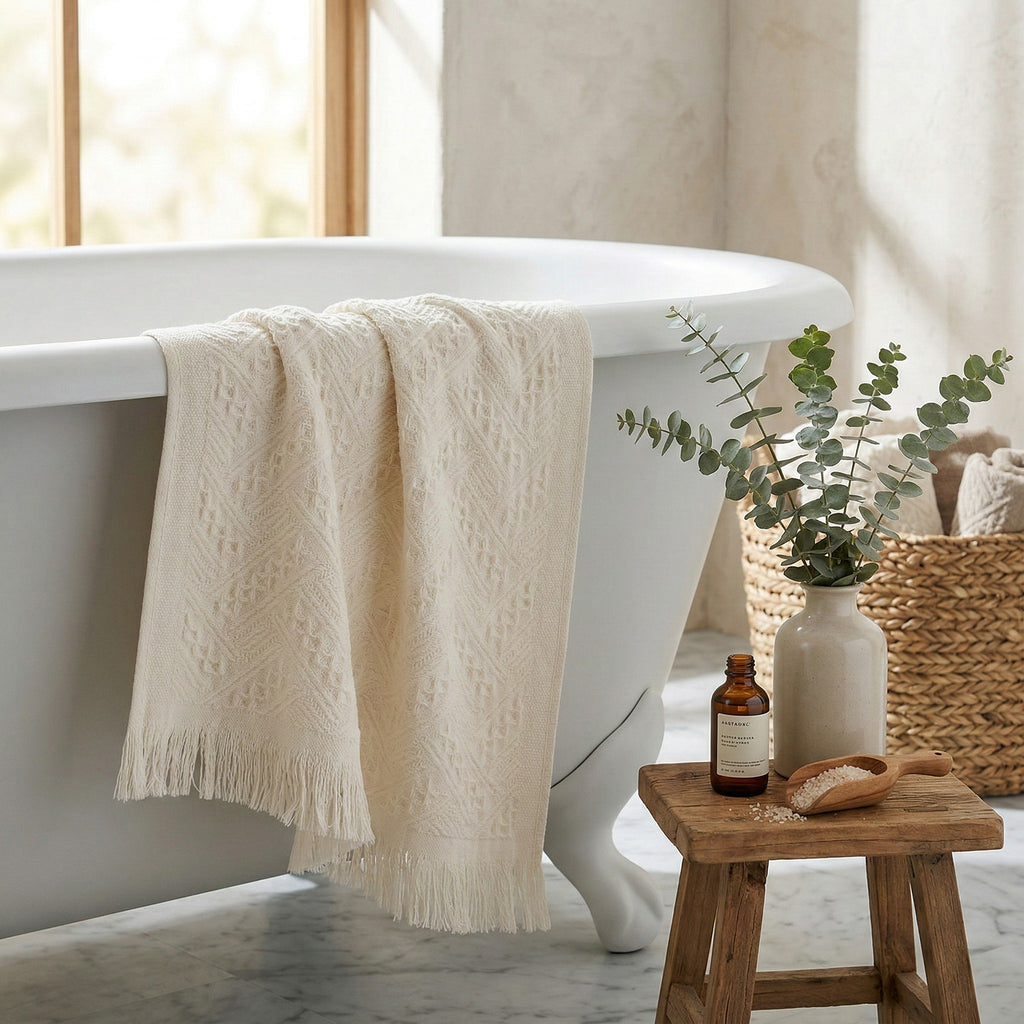 Anna-Kaci Textured Fringe Hand Towel 13x29 Inch Decorative Guest Towel Gift Ready