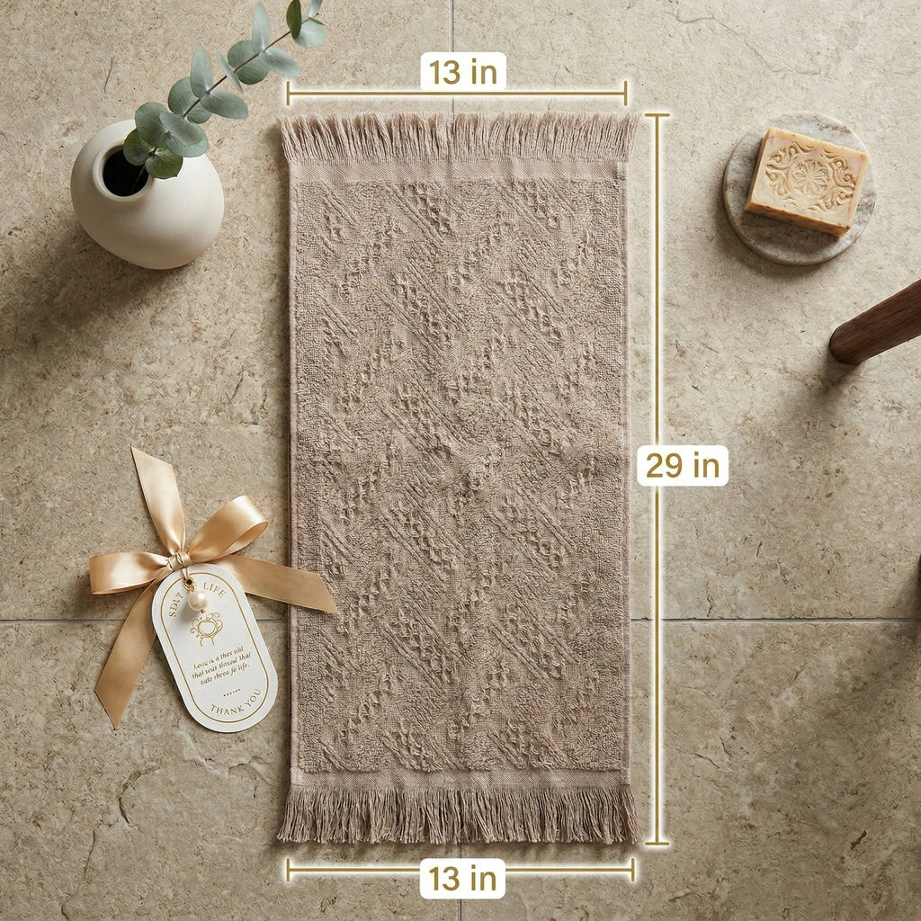 Anna-Kaci Textured Fringe Hand Towel 13x29 Inch Decorative Guest Towel Gift Ready