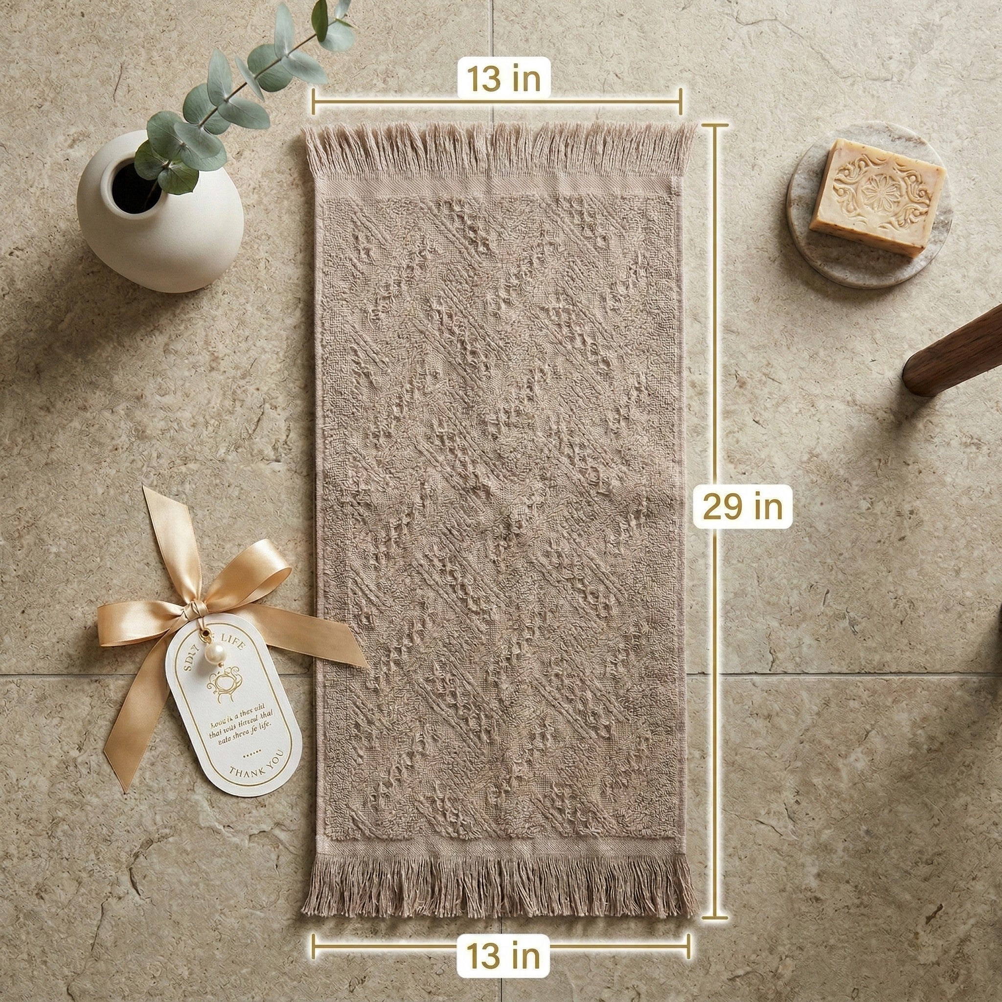 Anna-Kaci Textured Fringe Hand Towel 13x29 Inch Decorative Guest Towel Gift Ready