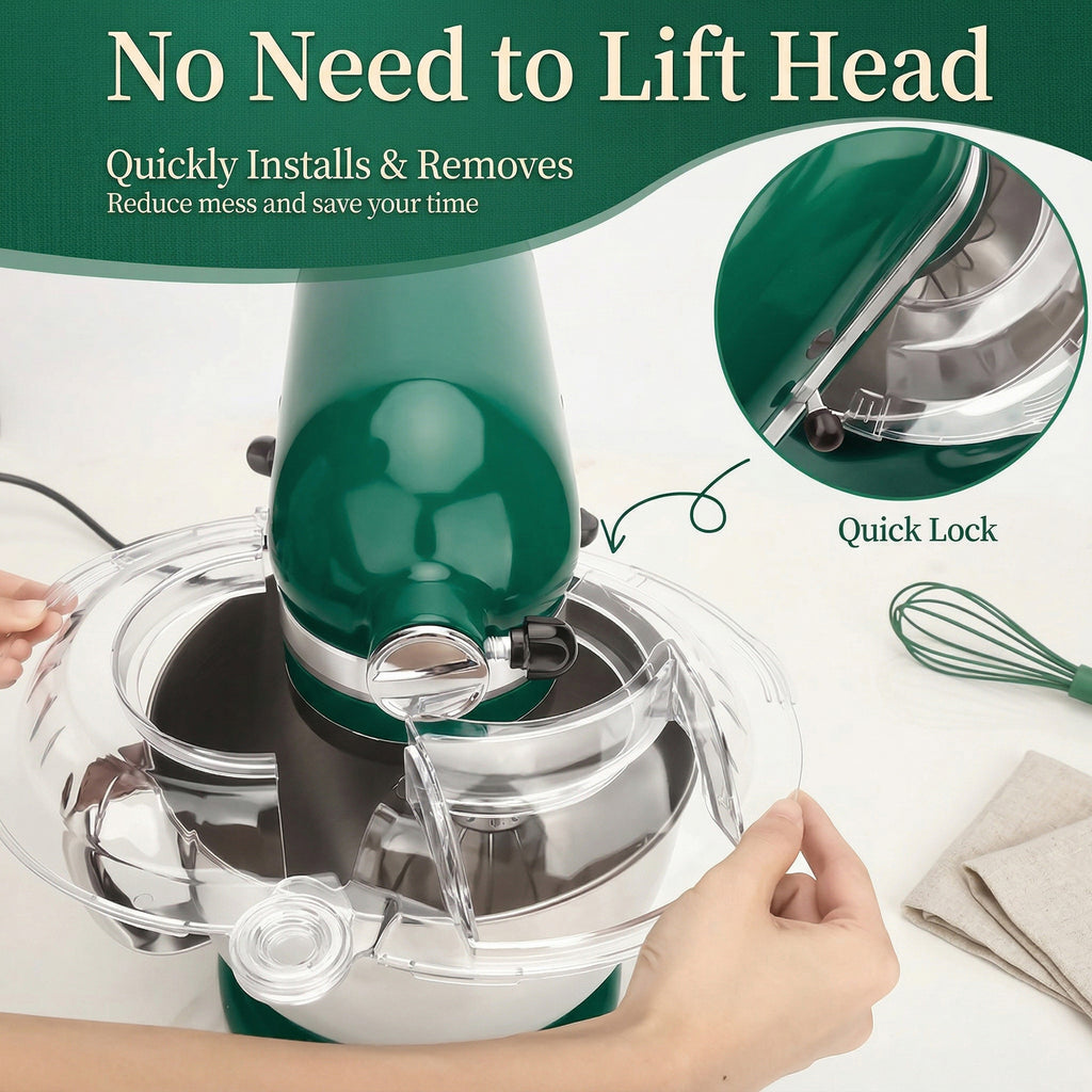 Anna-Kaci Stand Mixer Pouring Shield with Ingredient Chute Clear Splash Guard Compatible with KitchenAid