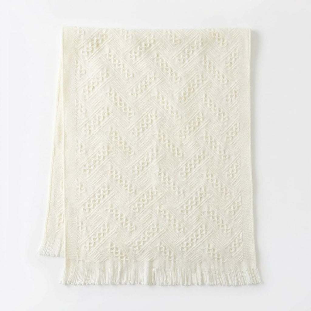 Anna-Kaci Soft Cotton Decorative Hand Towel with Fringe Edges Textured Pattern Bathroom Guest Towel