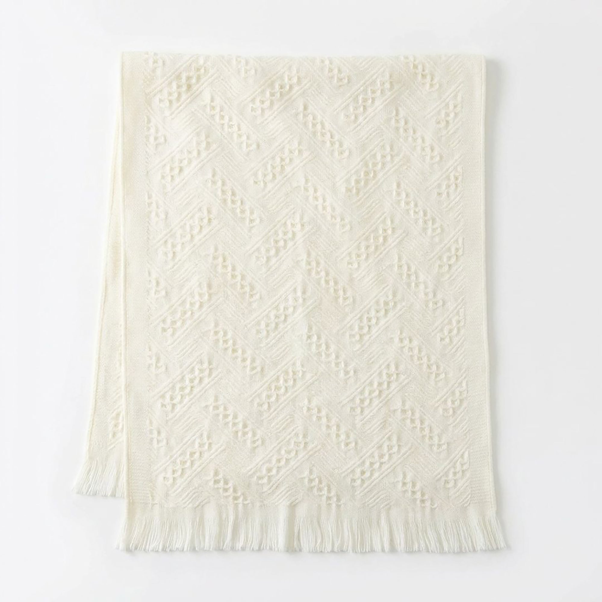 Anna-Kaci Soft Cotton Decorative Hand Towel with Fringe Edges Textured Pattern Bathroom Guest Towel