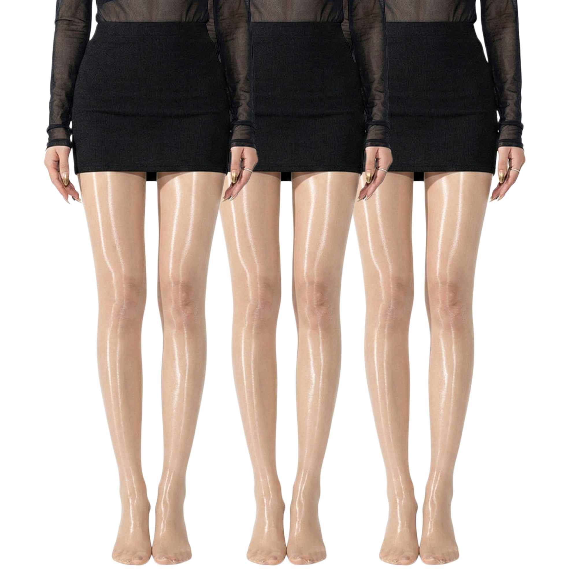 Anna-Kaci Women's 3-Pack Sheer Glossy Shine Tights with Ultra Smooth Stretch Knit Hosiery Pantyhose