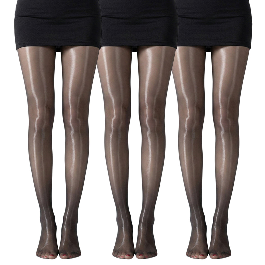 Anna-Kaci Women's 3-Pack Sheer Glossy Shine Tights with Ultra Smooth Stretch Knit Hosiery Pantyhose