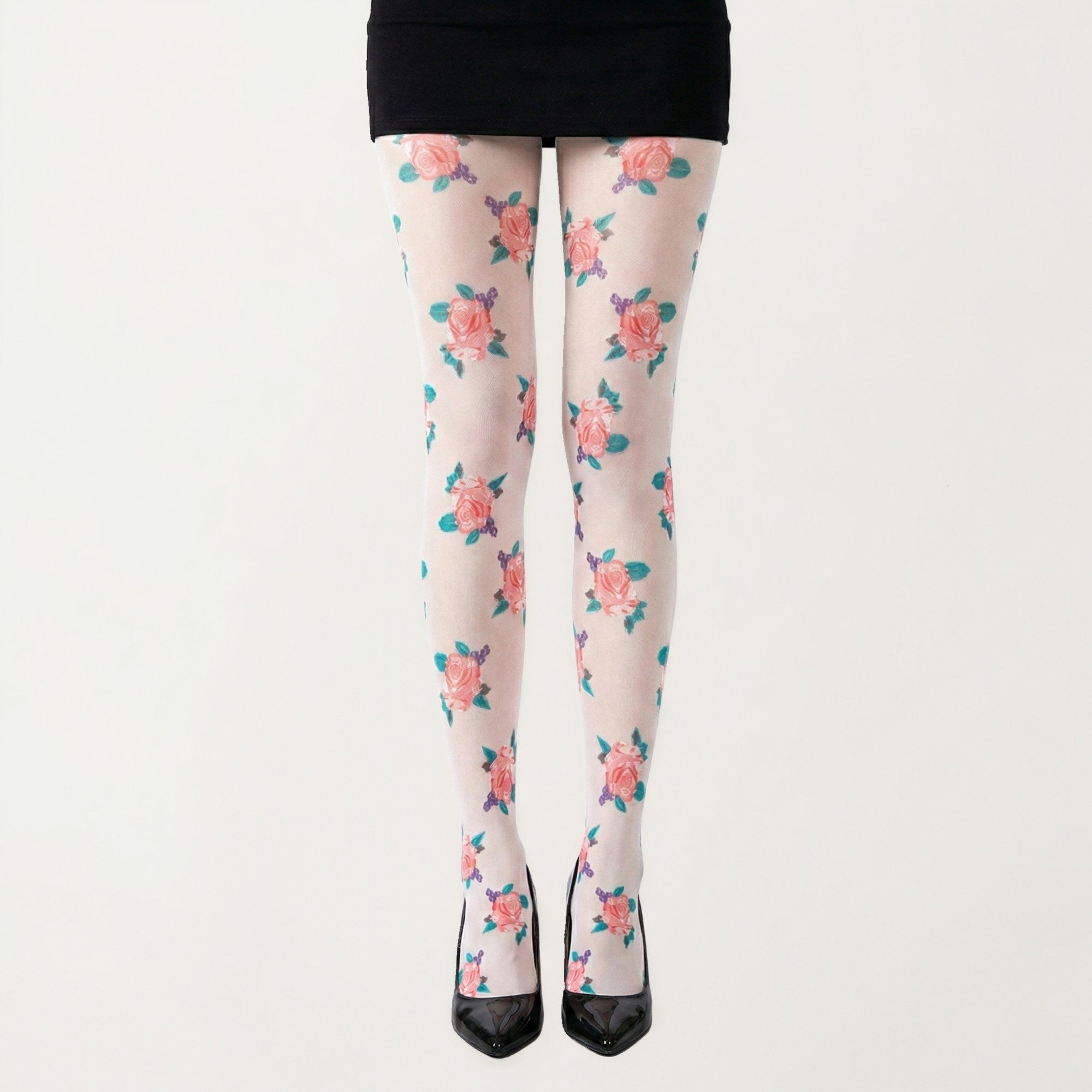 Anna-Kaci Women's Sheer Floral Pattern Tights with All Over Rose Print Design Stretch Knit Hosiery Pantyhose