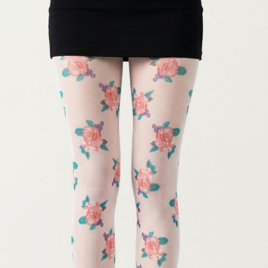 Anna-Kaci Women's Sheer Floral Pattern Tights with All Over Rose Print Design Stretch Knit Hosiery Pantyhose