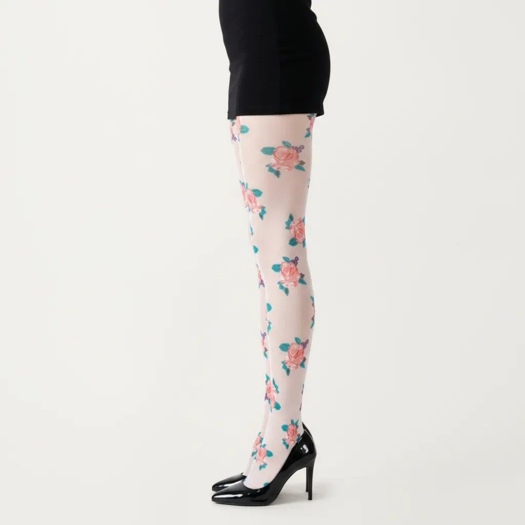 Anna-Kaci Women's Sheer Floral Pattern Tights with All Over Rose Print Design Stretch Knit Hosiery Pantyhose