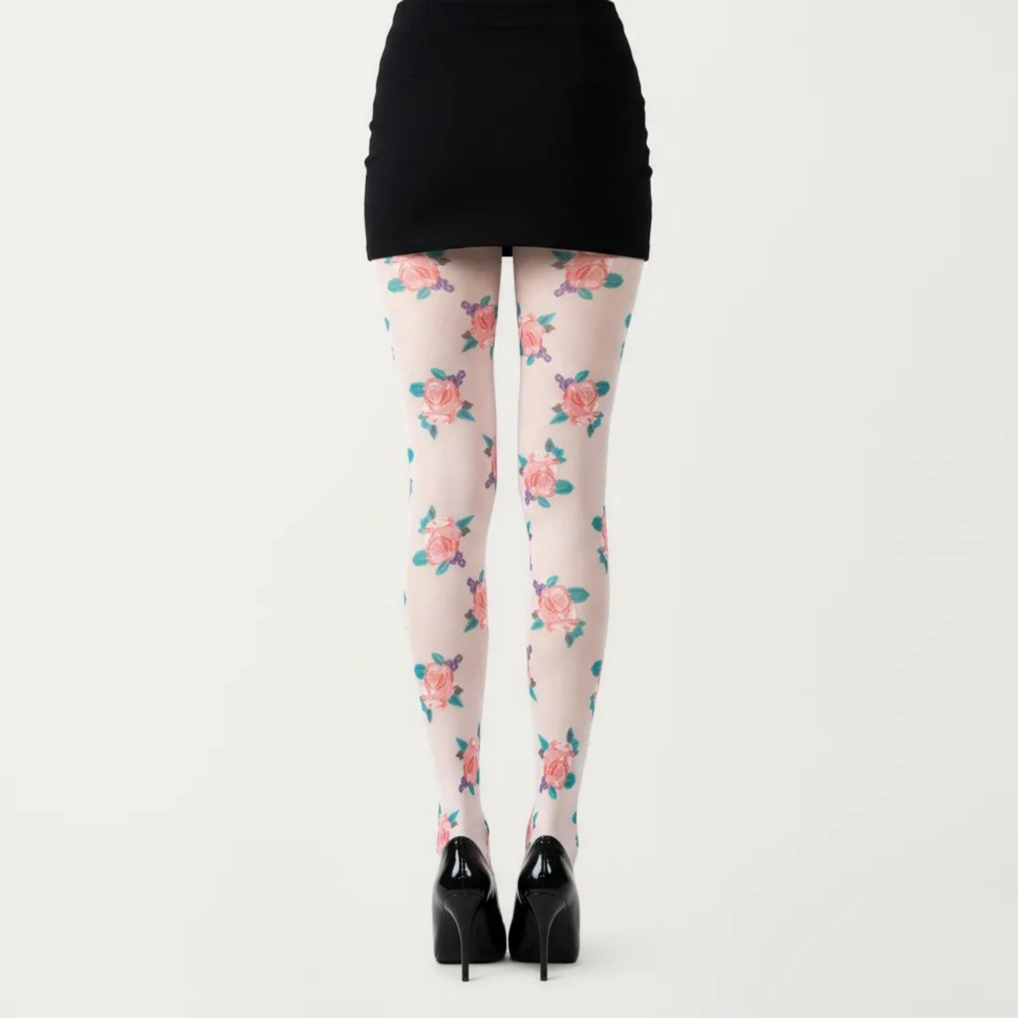 Anna-Kaci Women's Sheer Floral Pattern Tights with All Over Rose Print Design Stretch Knit Hosiery Pantyhose