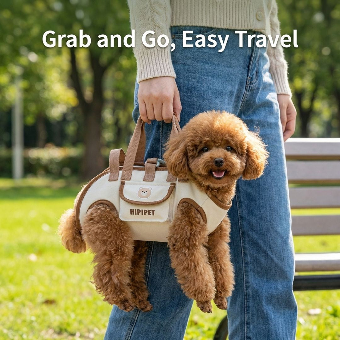 Anna-Kaci Small Dog Carrier Bag with Adjustable Shoulder Strap Hands Free Pet Carrying Harness for Travel
