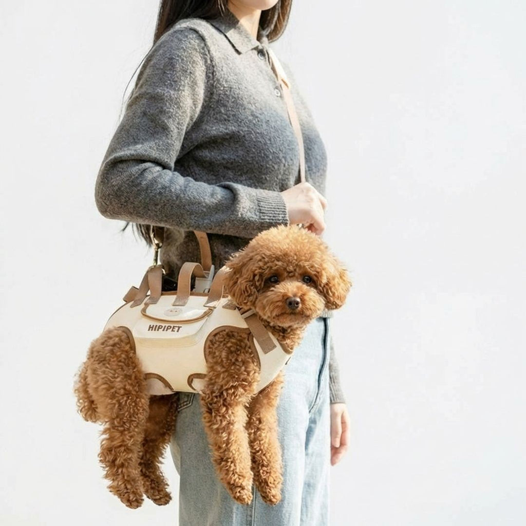 Anna-Kaci Small Dog Carrier Bag with Adjustable Shoulder Strap Hands Free Pet Carrying Harness for Travel