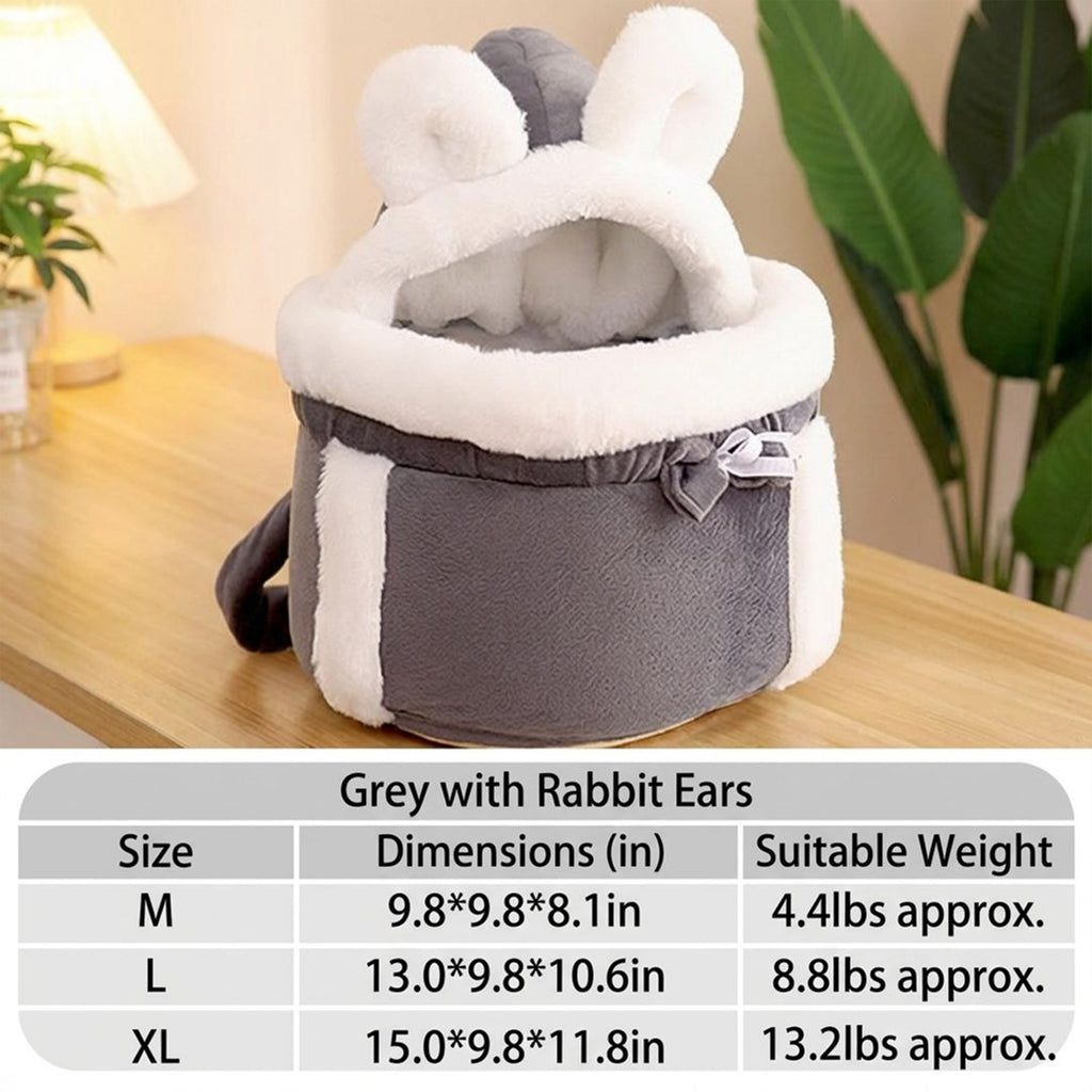 Anna-Kaci Cat Carrier Bag Soft Plush Rabbit Ear Pet Backpack Travel Carrier for Small Cats and Kittens
