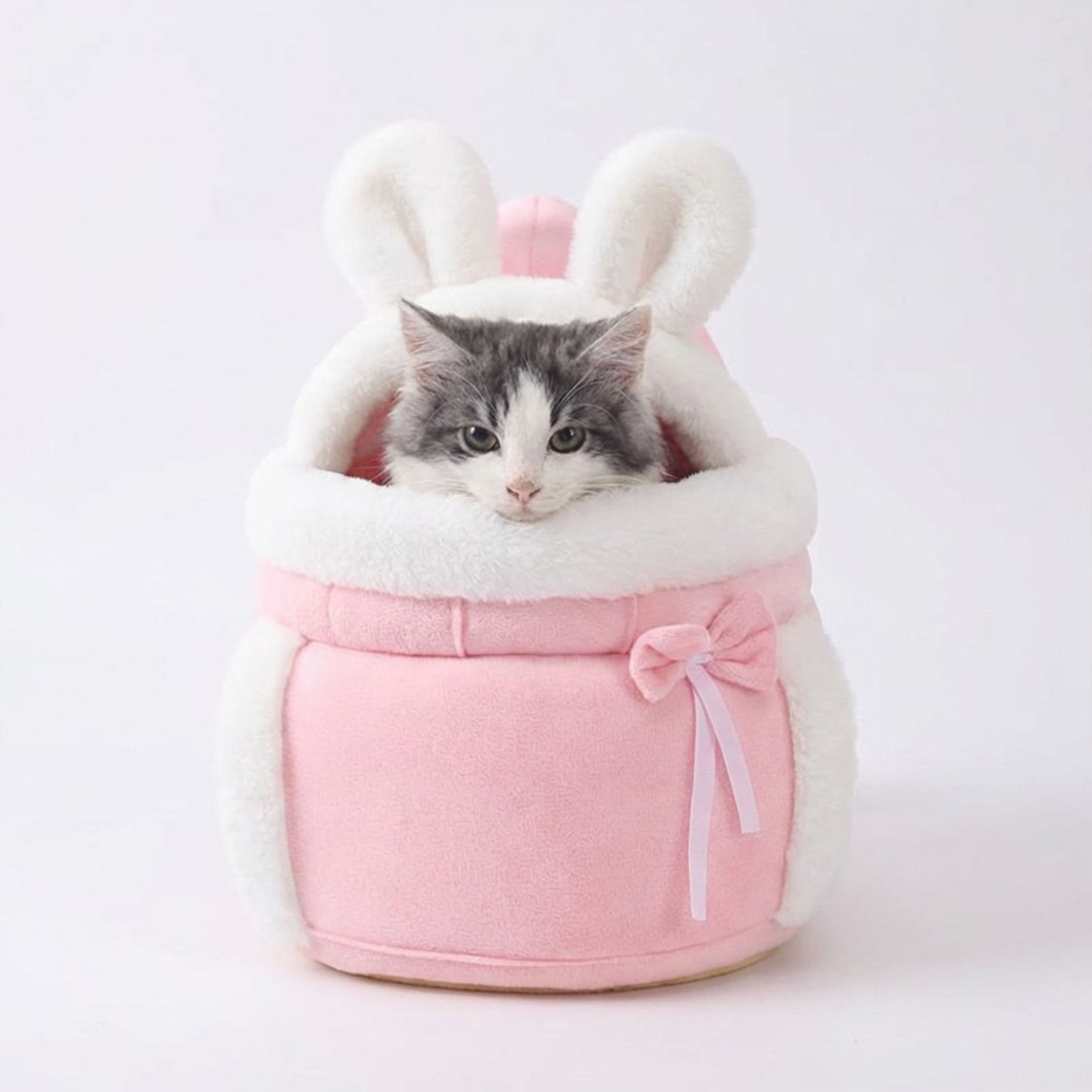 Anna-Kaci Cat Carrier Bag Soft Plush Rabbit Ear Pet Backpack Travel Carrier for Small Cats and Kittens