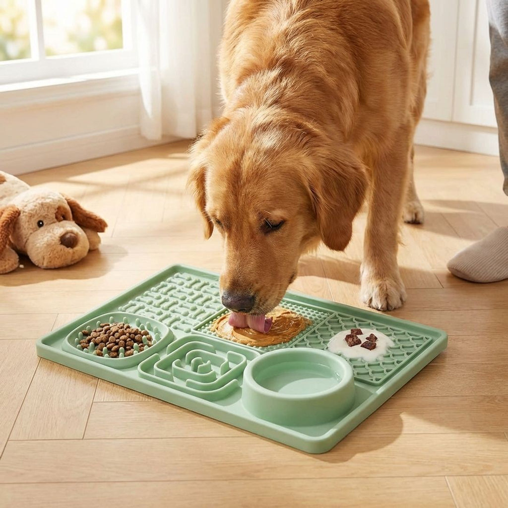 Anna-Kaci 6 in 1 Dog Lick Mat Slow Feeder with Bowl Multifunction Pet Feeding Mat Non Slip Silicone