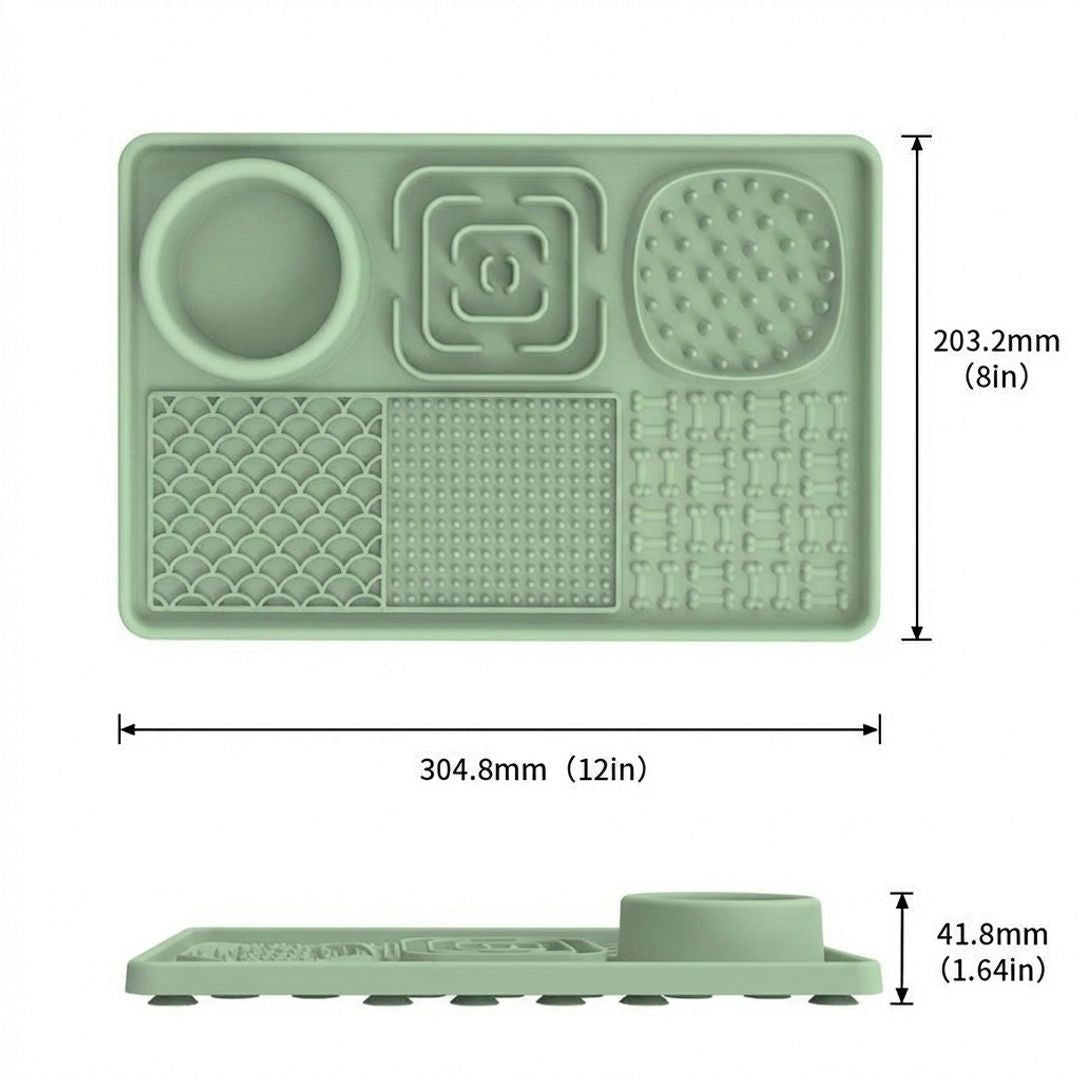 Anna-Kaci 6 in 1 Dog Lick Mat Slow Feeder with Bowl Multifunction Pet Feeding Mat Non Slip Silicone
