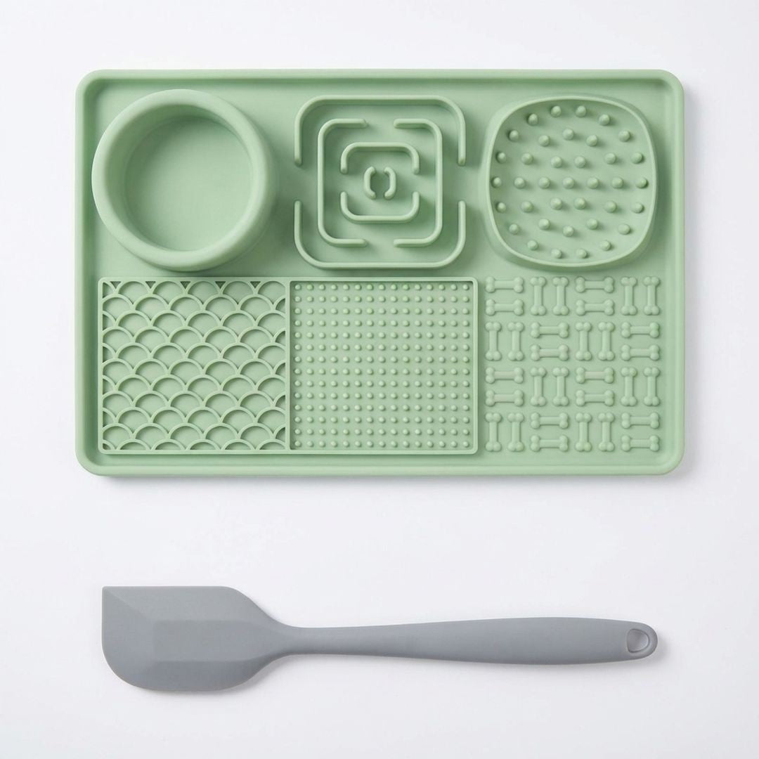 Anna-Kaci 6 in 1 Dog Lick Mat Slow Feeder with Bowl Multifunction Pet Feeding Mat Non Slip Silicone
