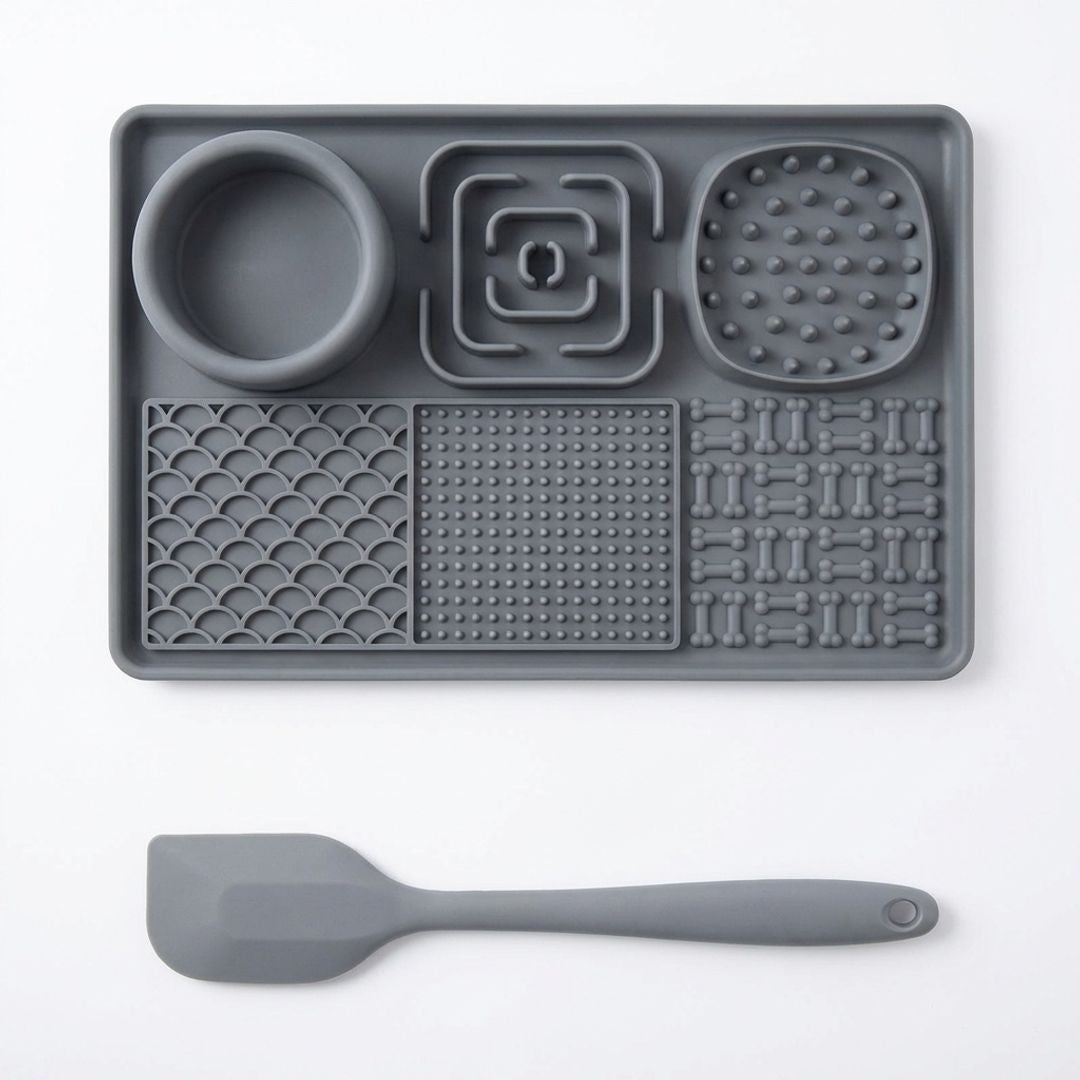 Anna-Kaci 6 in 1 Dog Lick Mat Slow Feeder with Bowl Multifunction Pet Feeding Mat Non Slip Silicone