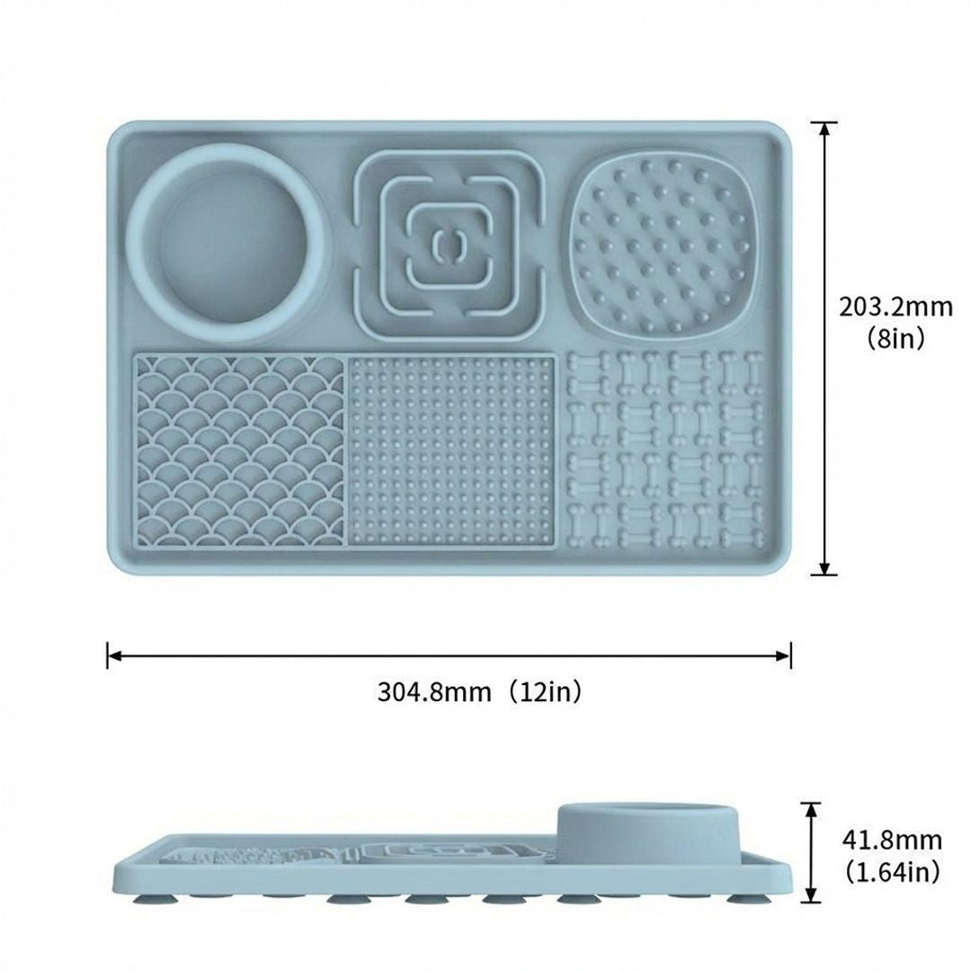Anna-Kaci 6 in 1 Dog Lick Mat Slow Feeder with Bowl Multifunction Pet Feeding Mat Non Slip Silicone