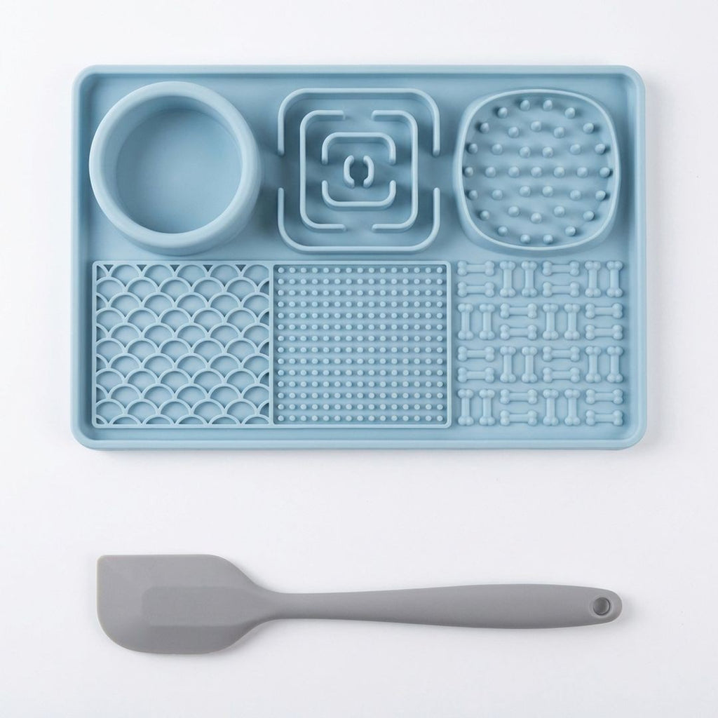 Anna-Kaci 6 in 1 Dog Lick Mat Slow Feeder with Bowl Multifunction Pet Feeding Mat Non Slip Silicone