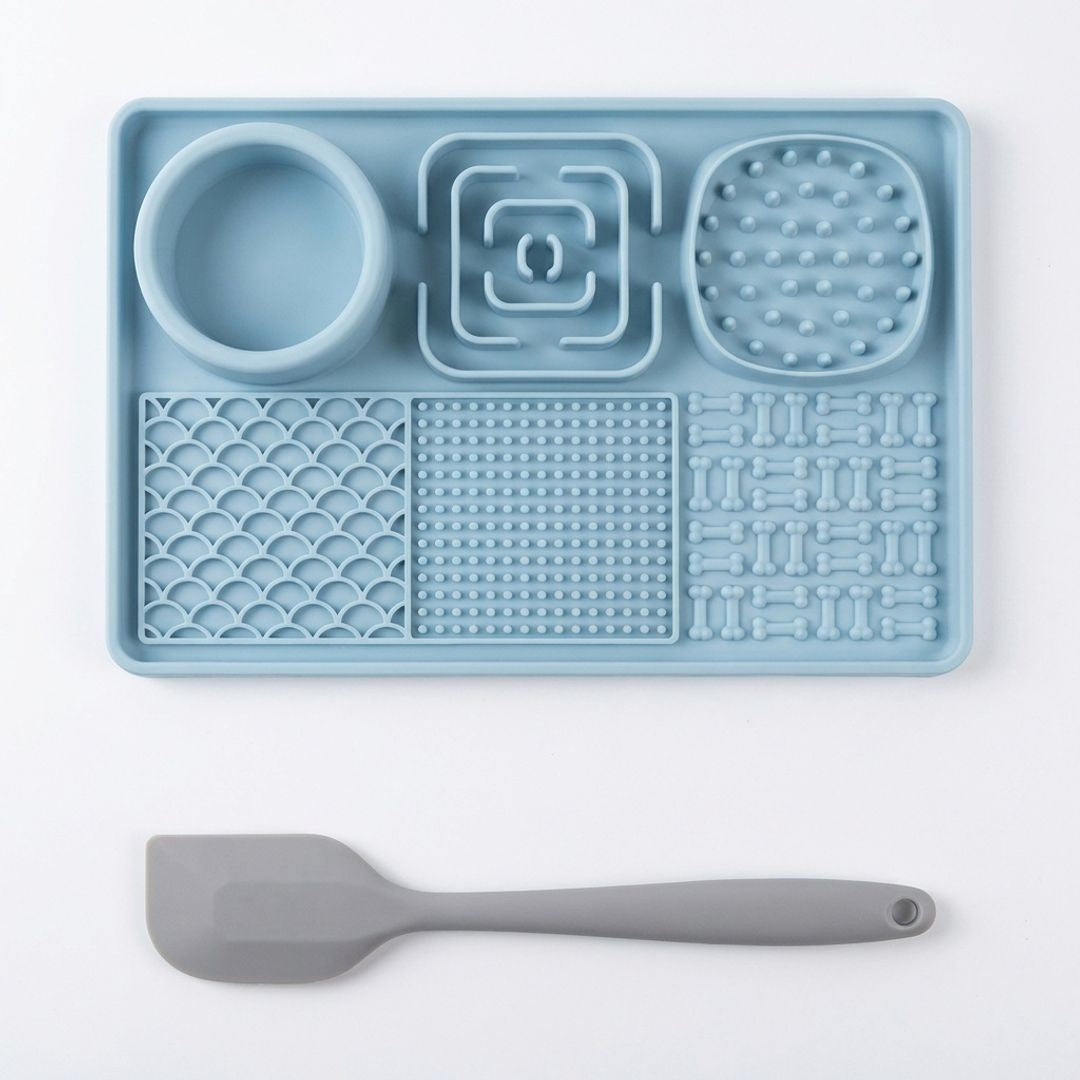 Anna-Kaci 6 in 1 Dog Lick Mat Slow Feeder with Bowl Multifunction Pet Feeding Mat Non Slip Silicone