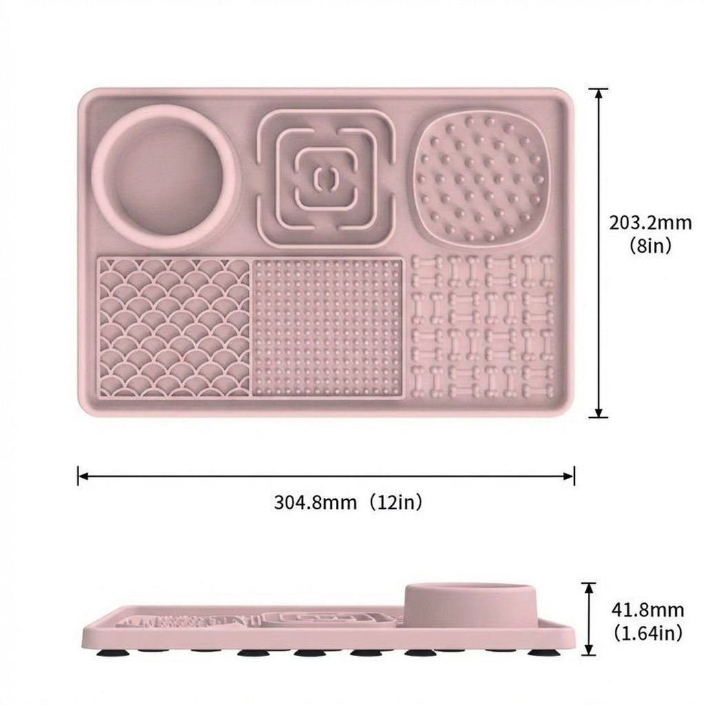 Anna-Kaci 6 in 1 Dog Lick Mat Slow Feeder with Bowl Multifunction Pet Feeding Mat Non Slip Silicone